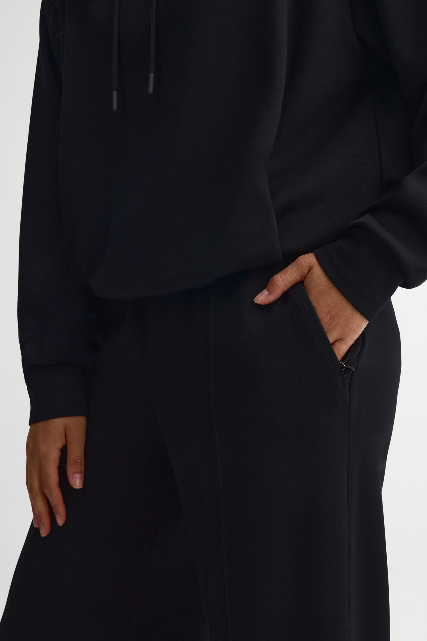 Pantalon jambe large modal - Femme && NOIR
