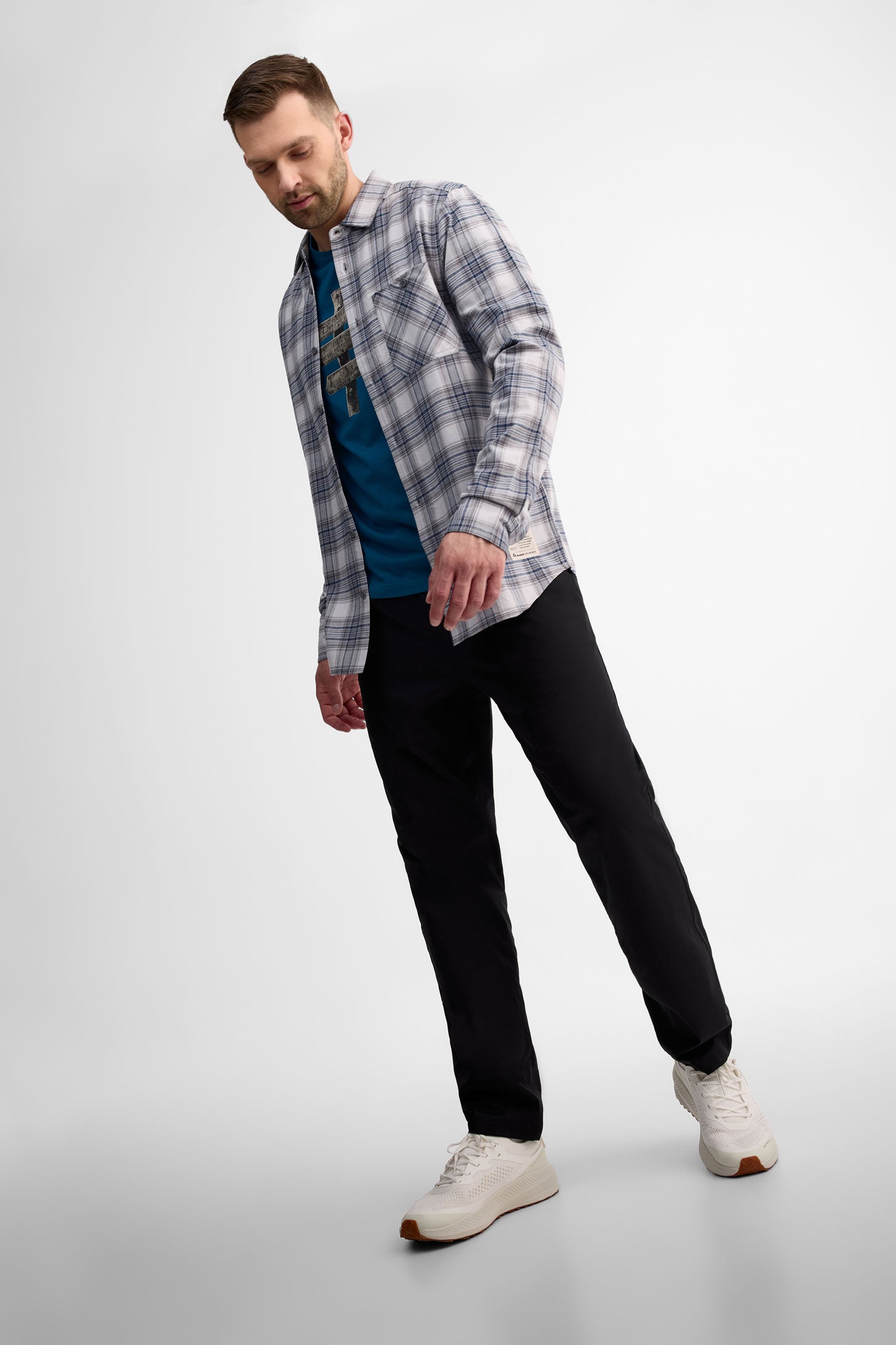 Chemise manches longues coton bio - Homme && GRIS MULTI