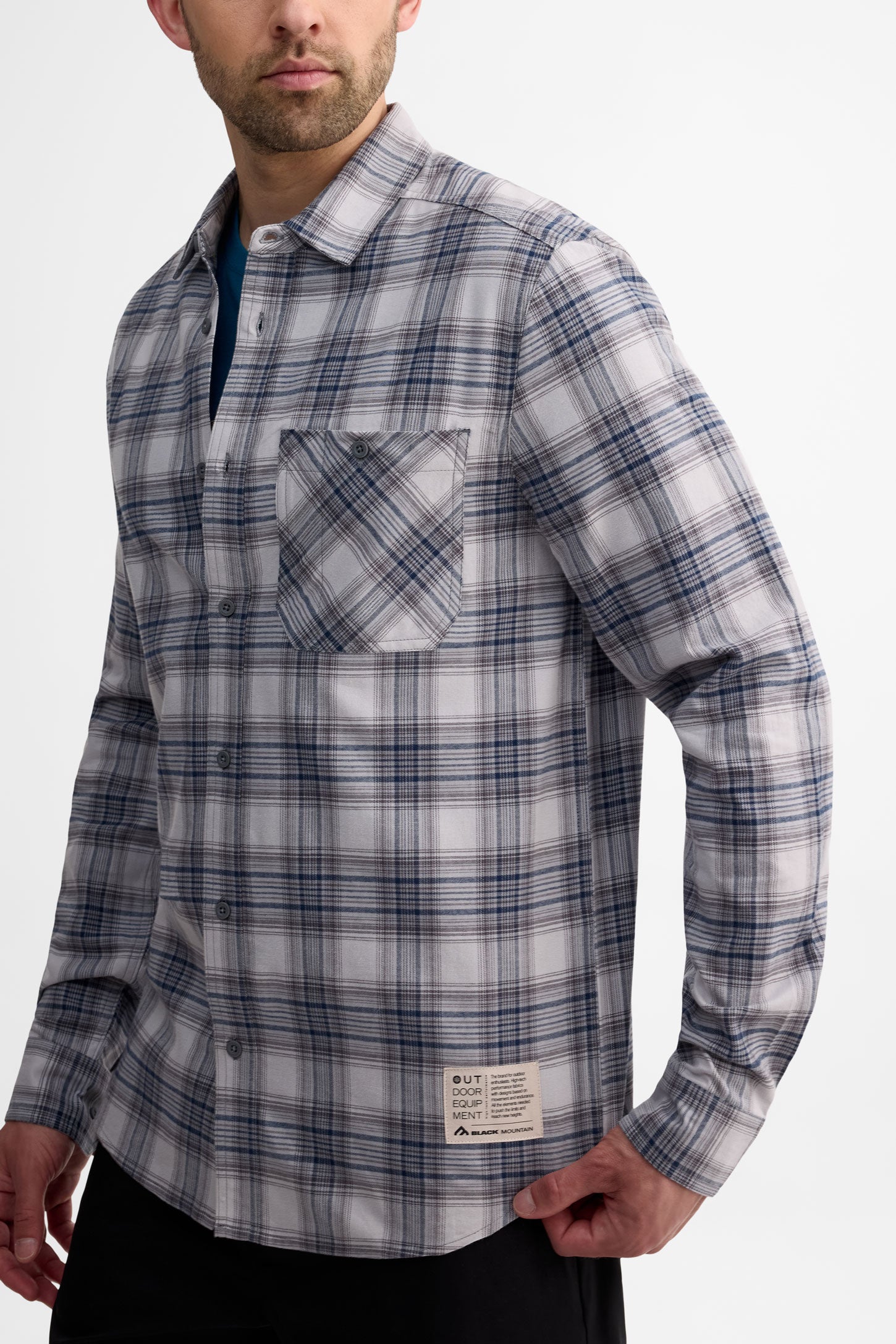 Chemise manches longues coton bio - Homme && GRIS MULTI