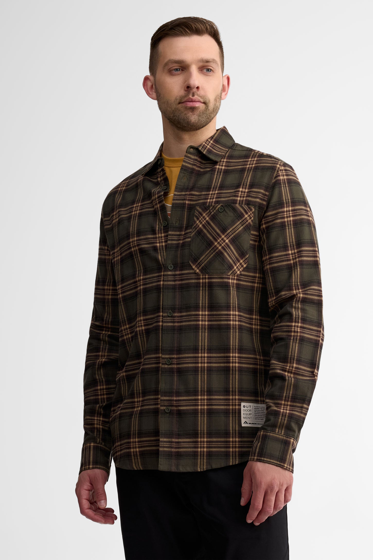 Chemise manches longues coton bio - Homme && KAKI/MULTI