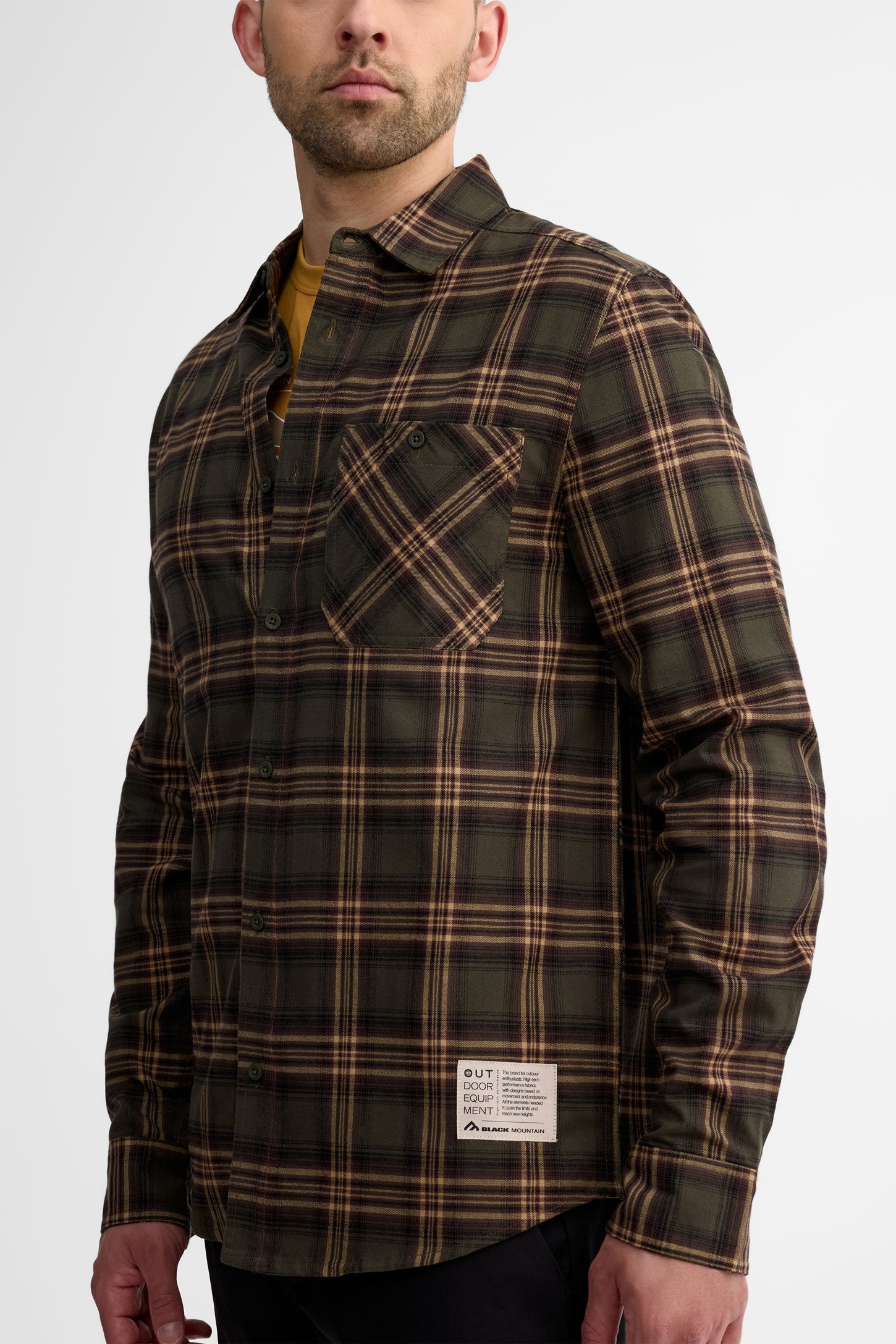 Chemise manches longues coton bio - Homme && KAKI/MULTI