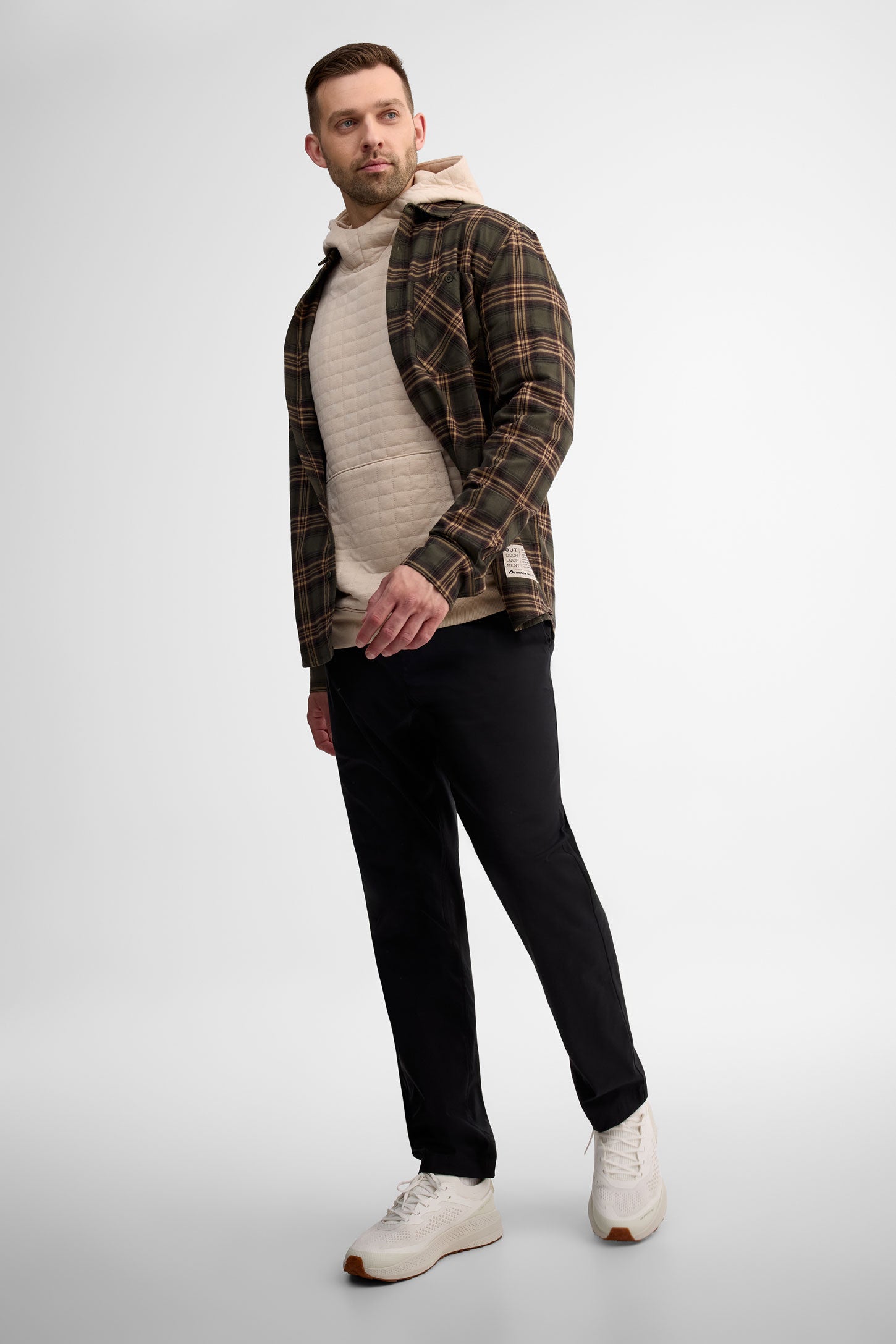 Chemise manches longues coton bio - Homme && KAKI/MULTI