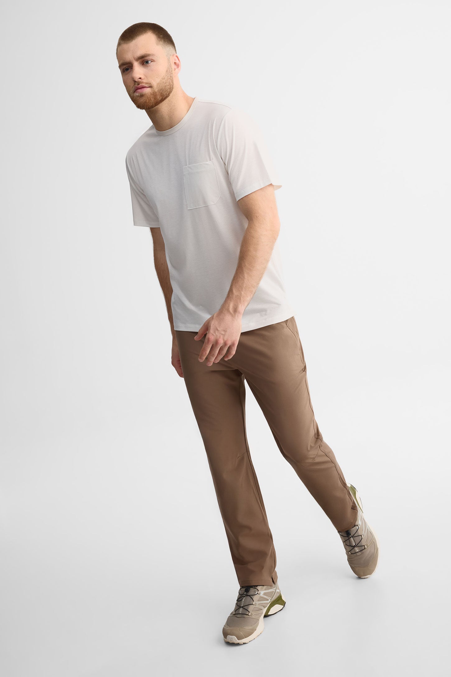 Pantalon taille élastique - Homme && BRUN