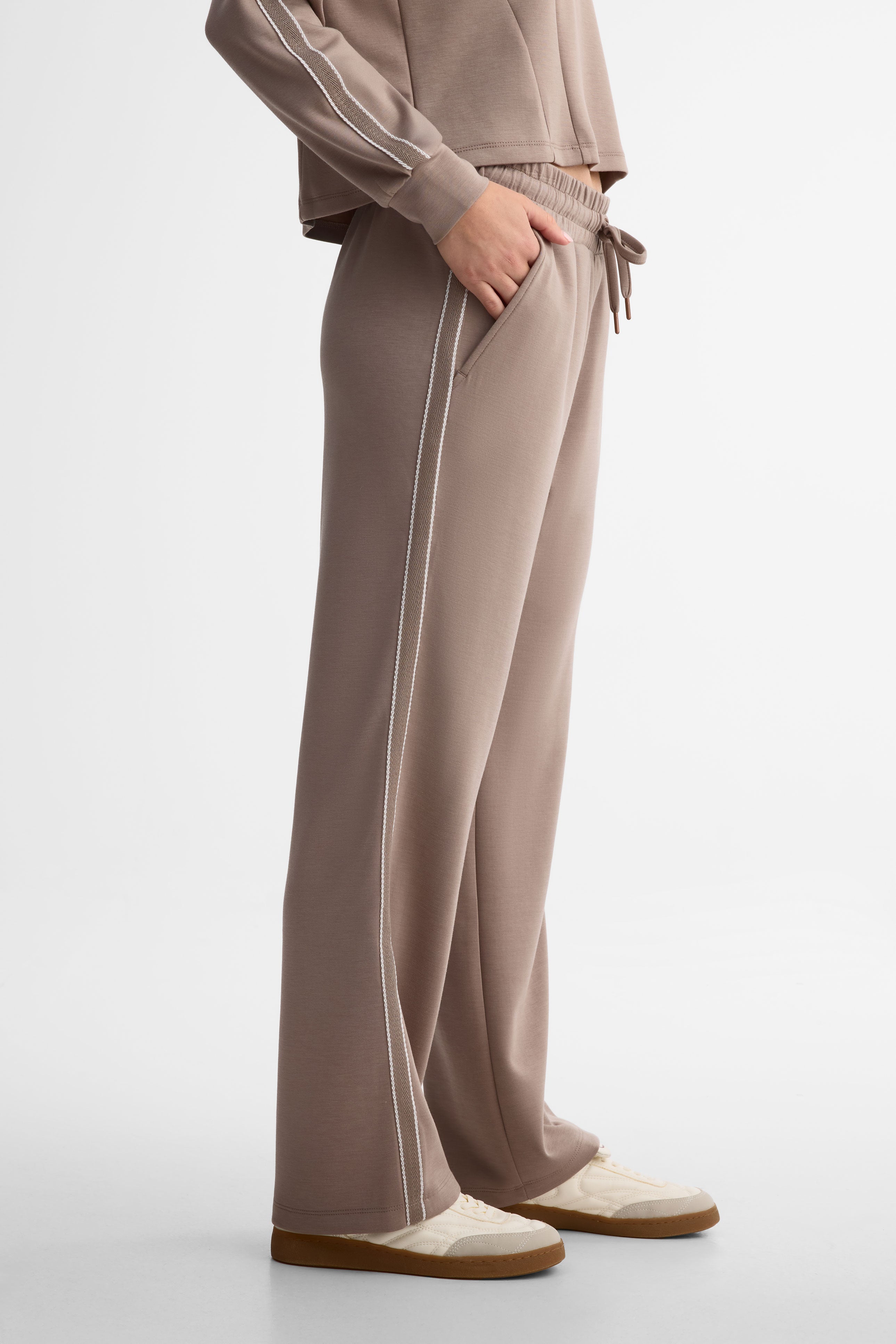 Pantalon taille haute modal - Femme && GRIS