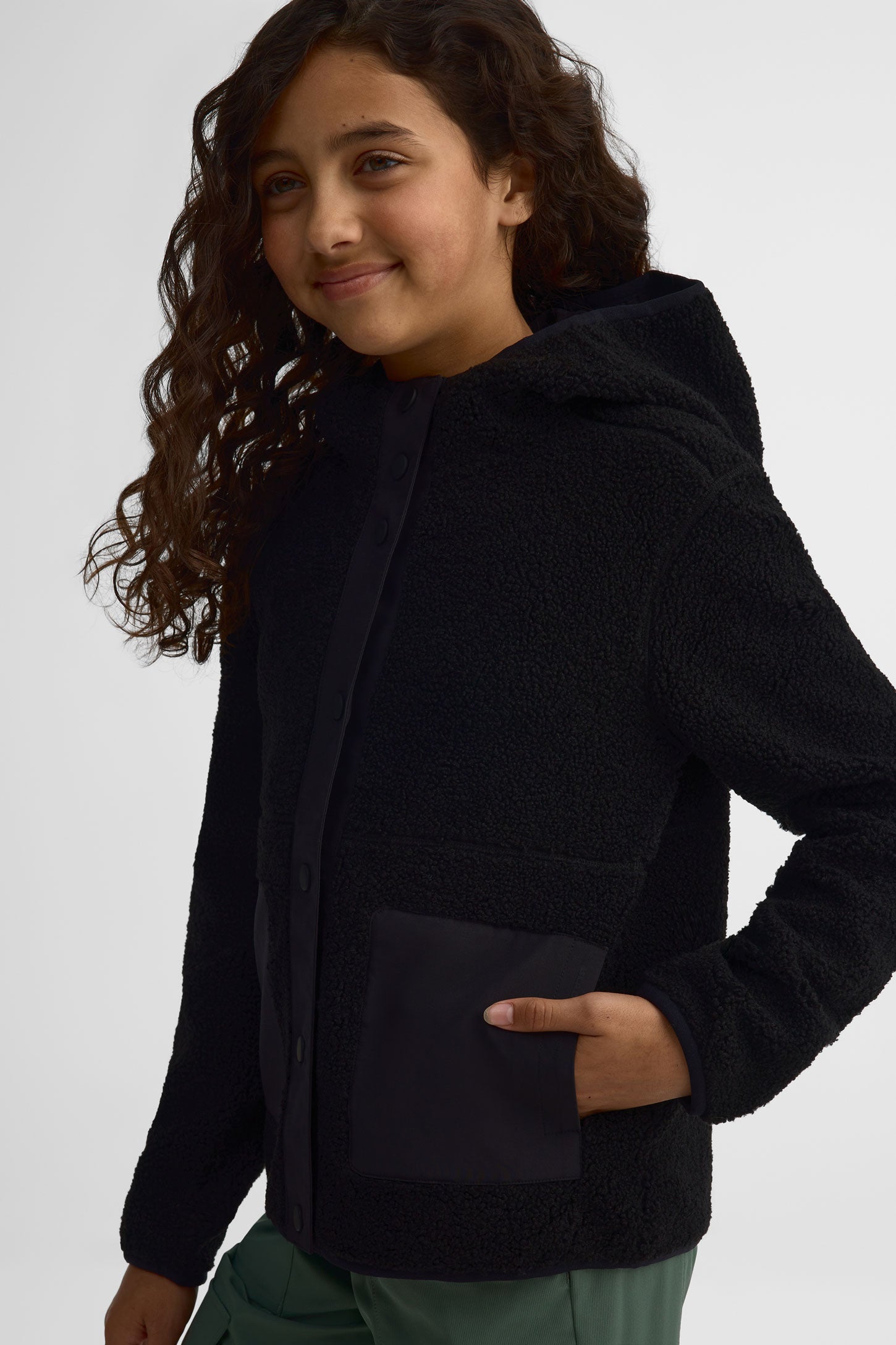Veste à capuchon sherpa - Ado fille && NOIR