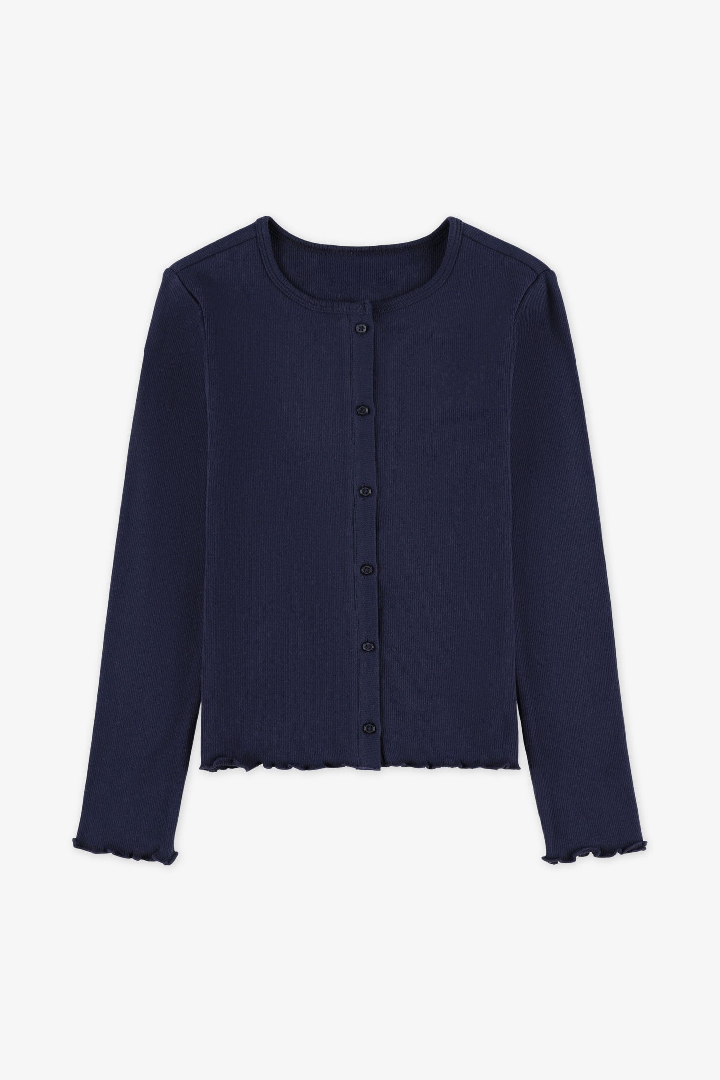 Cardigan côtelé coton - Enfant fille && MARIN