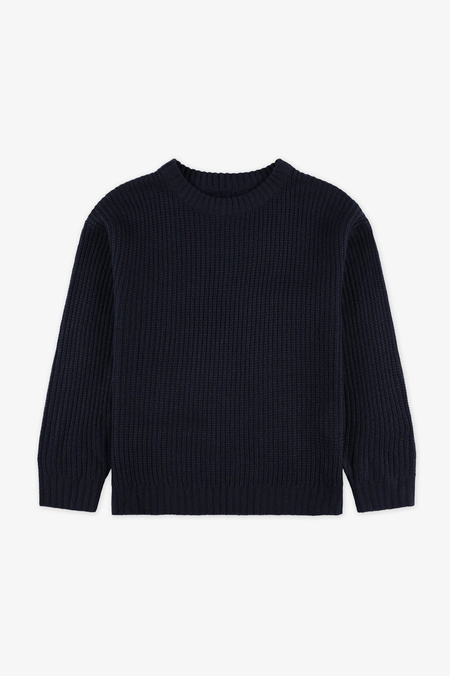 Chandail col rond tricot - Enfant fille && MARIN