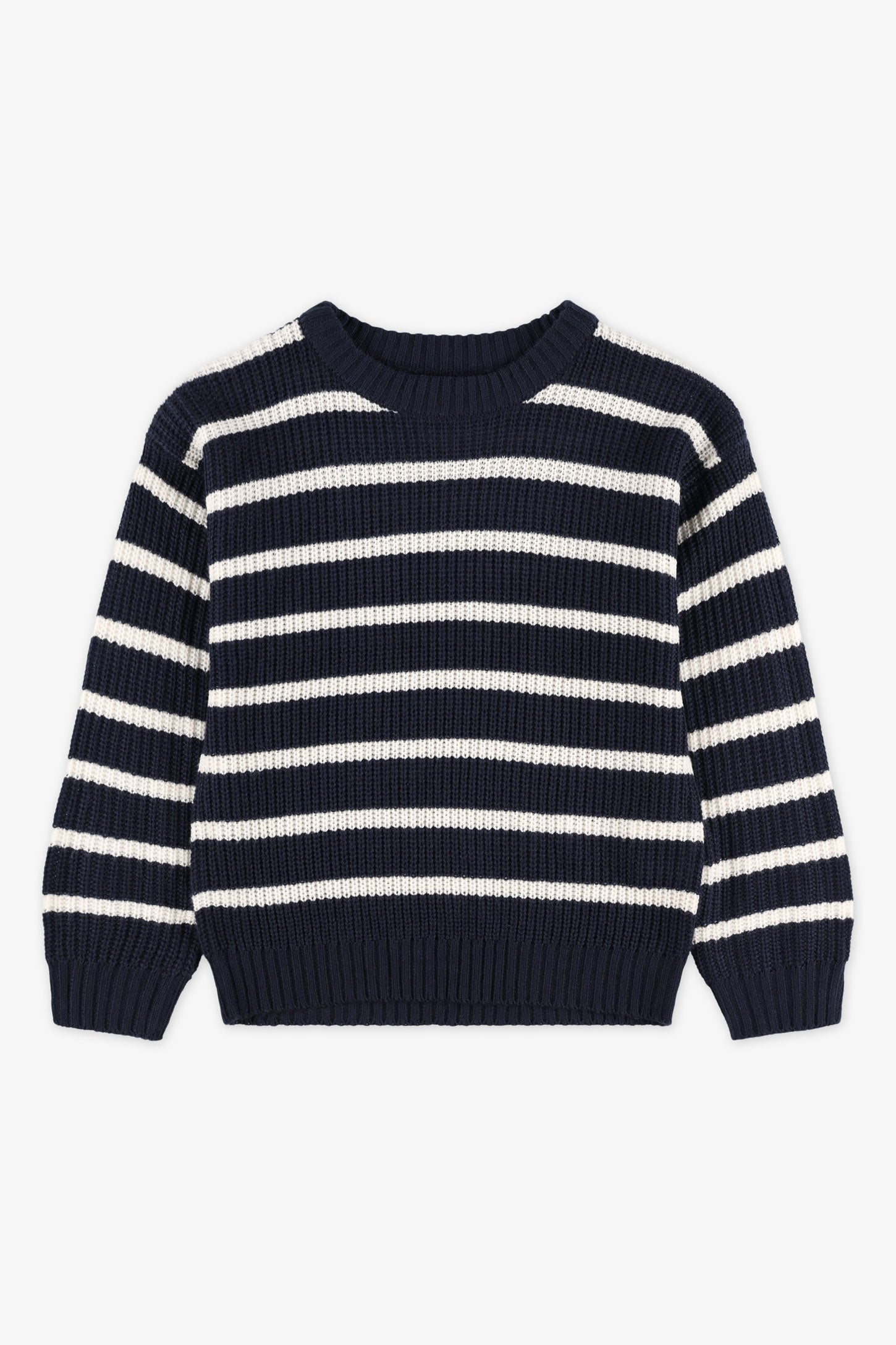 Chandail tricot à rayures – Enfant fille && MARIN/MULTI