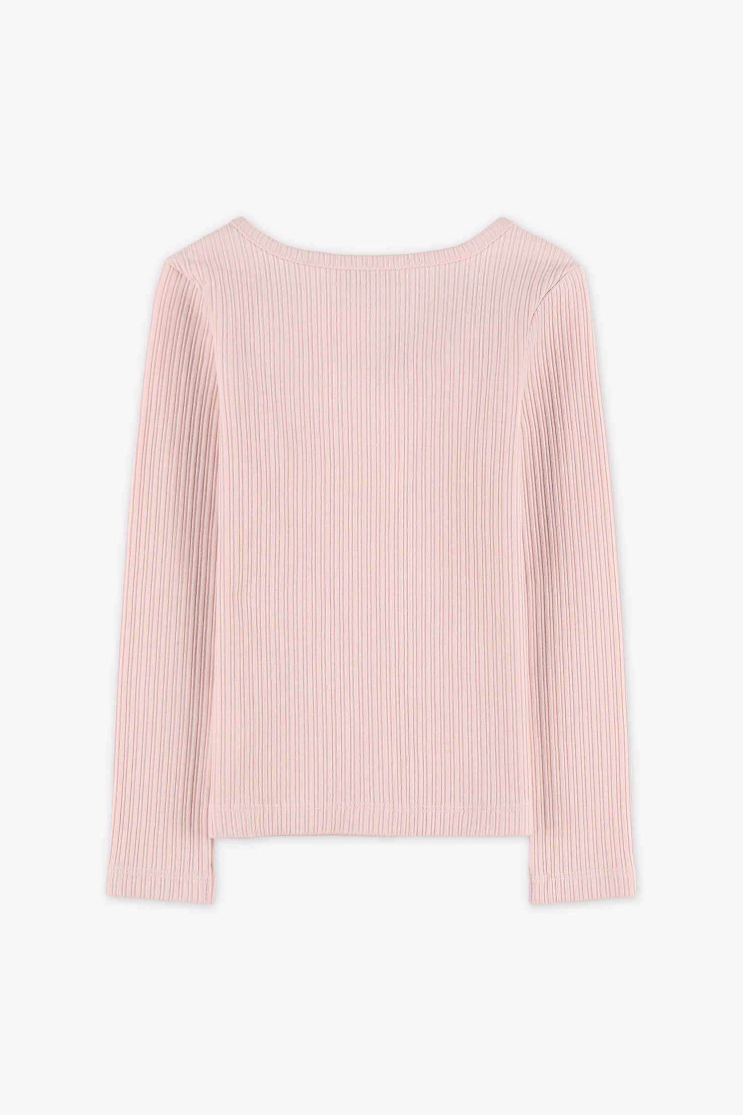 Chandail col rond pointelle - Enfant fille && ROSE PALE