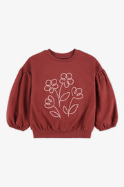 Chandail col rond coton ouaté - Enfant fille && ROUGE