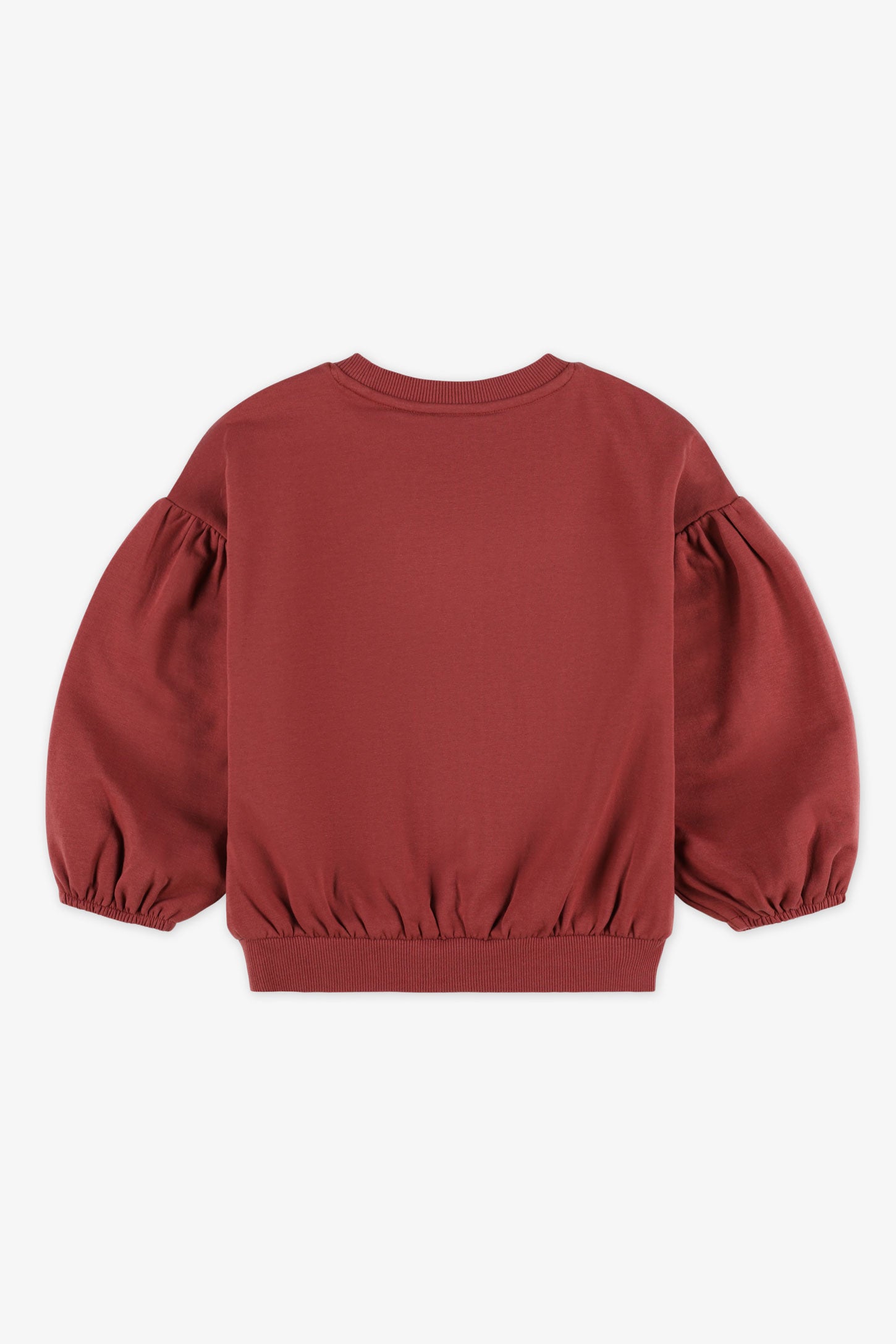 Chandail col rond coton ouaté - Enfant fille && ROUGE