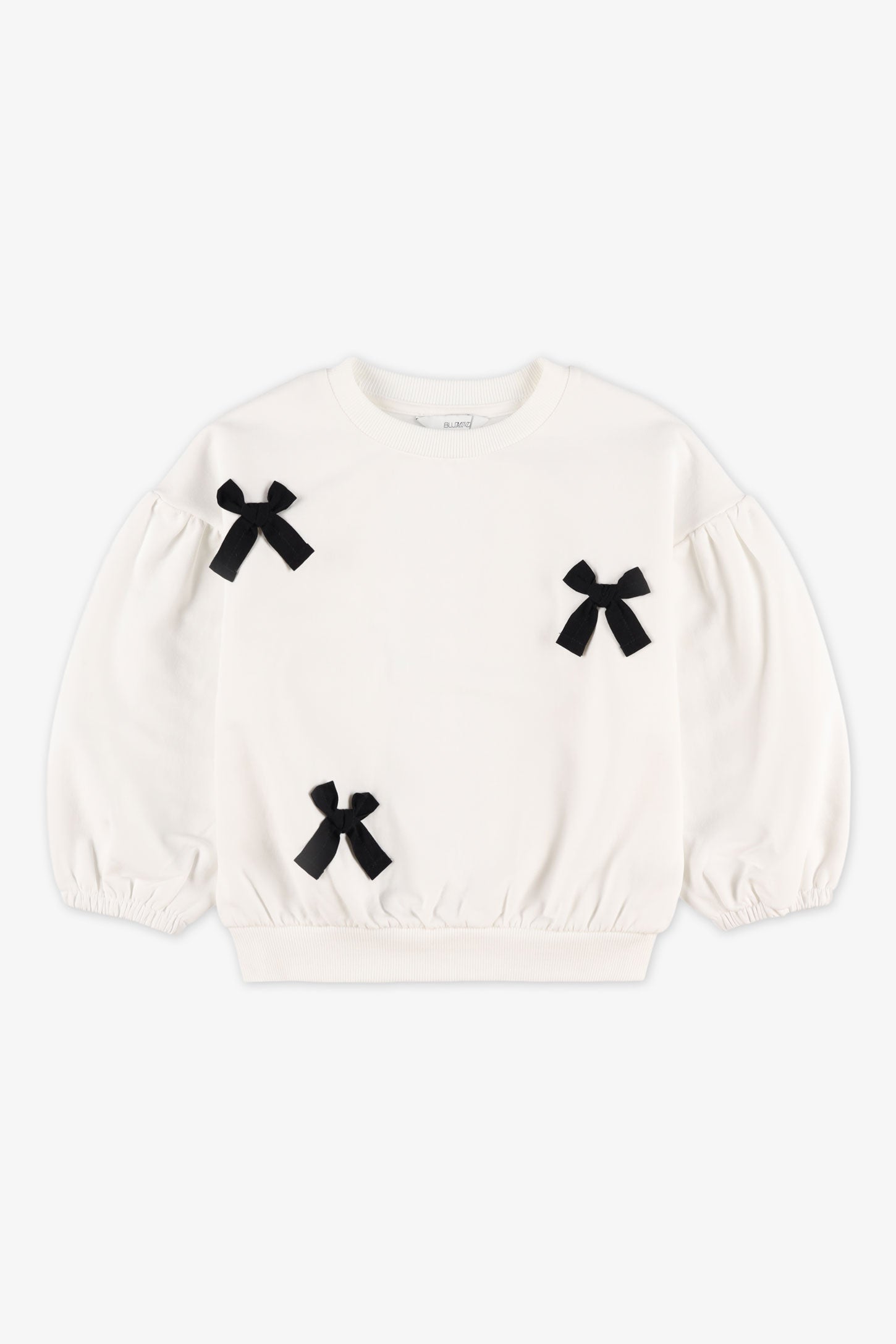 Chandail col rond coton ouaté - Enfant fille && BLANC CASSÉ