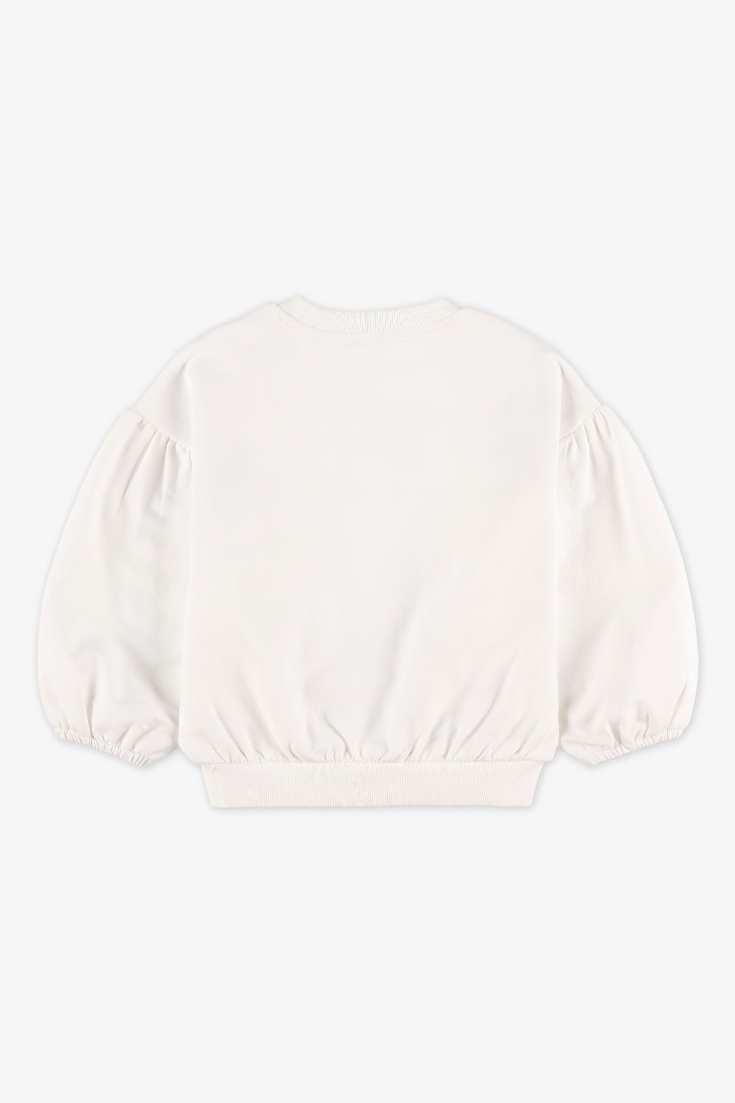 Chandail col rond coton ouaté - Enfant fille && BLANC CASSÉ