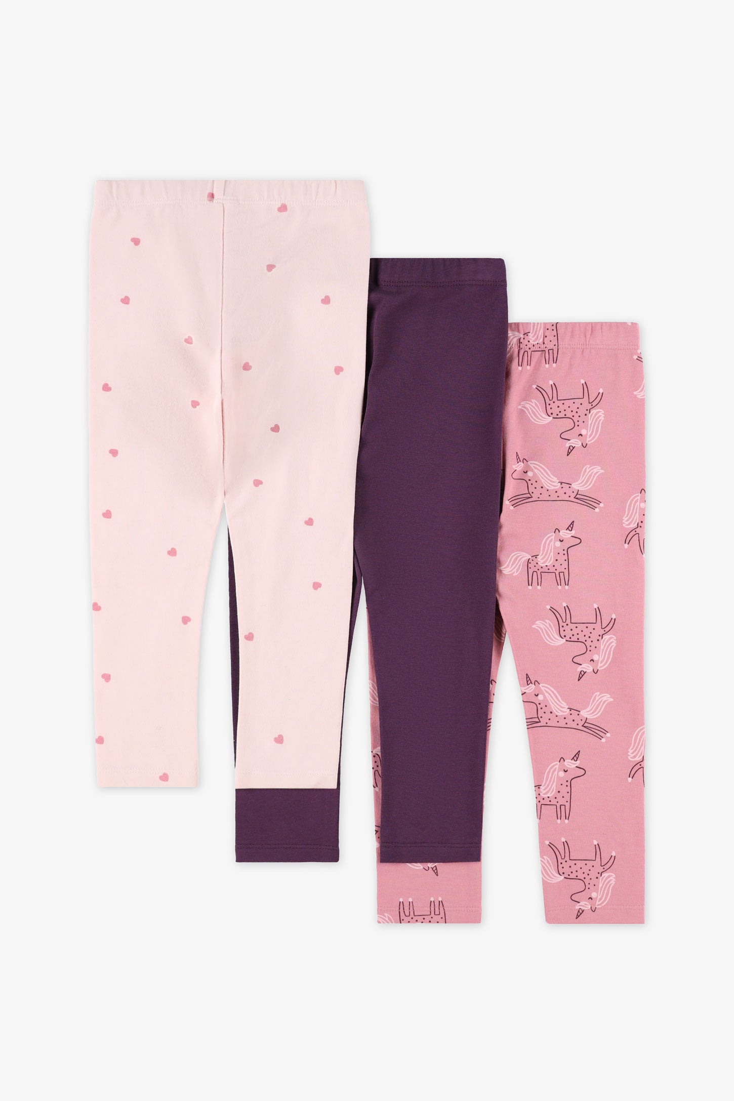 Lot de 3 legging coton, 2T-3T - Bébé fille && ROSE/MULTI