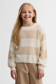 Chandail rayé semi-court - Ado fille && BEIGE/MULTI
