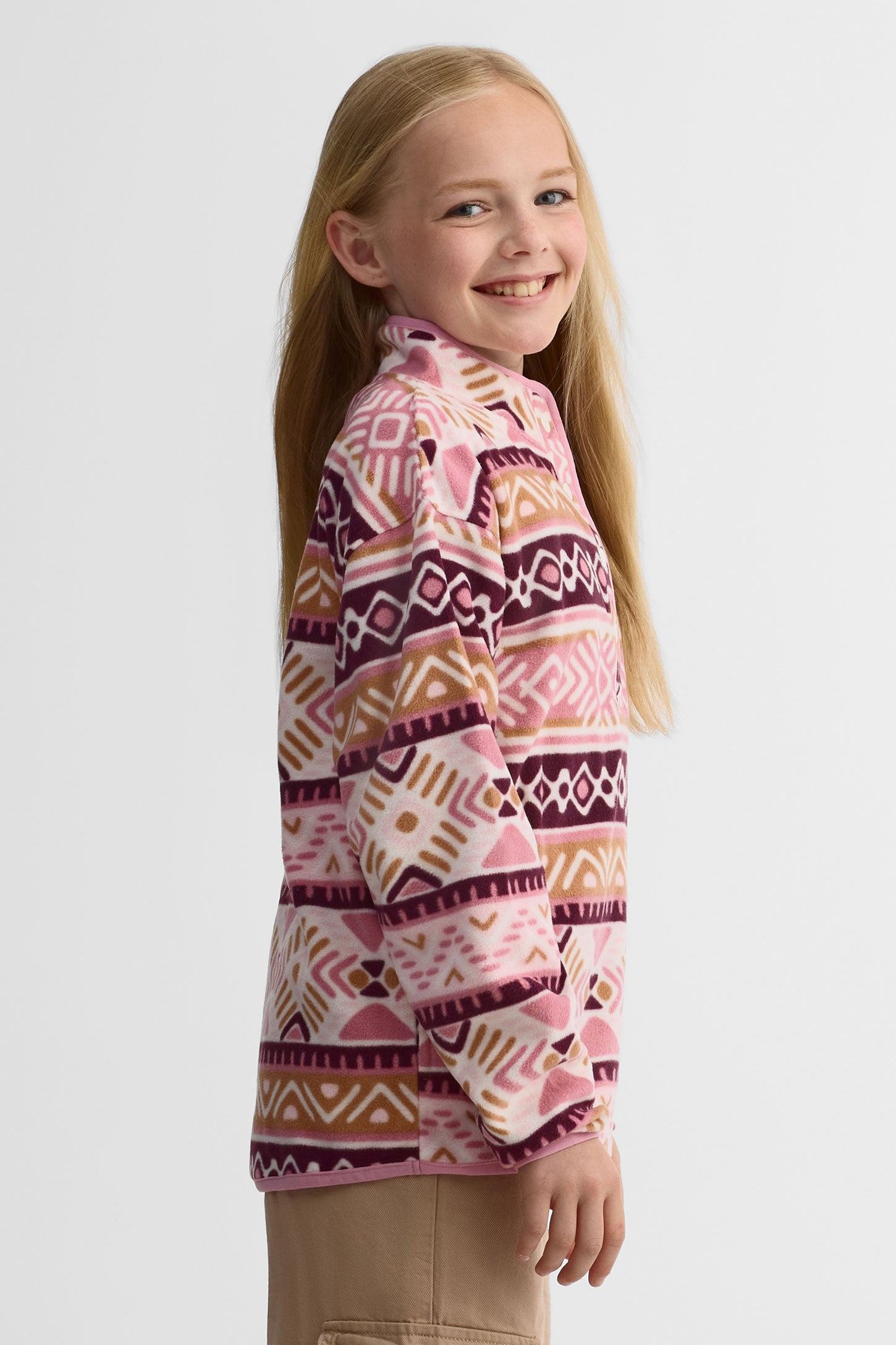 Chandail manches longues imprimé en micropolaire - Ado fille && ROSE MULTI