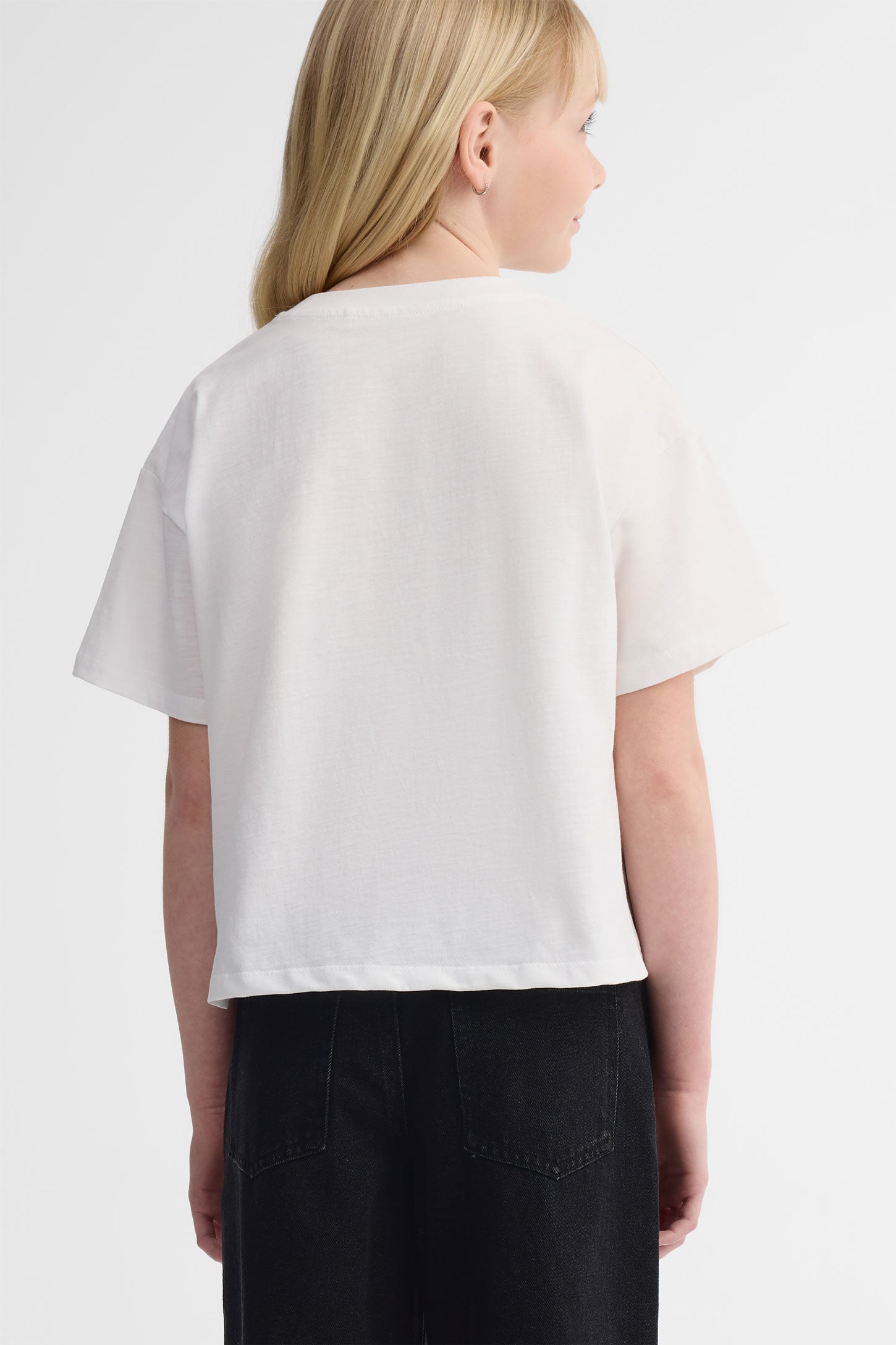 T-shirt col rond coton - Ado fille && BLANC CASSÉ