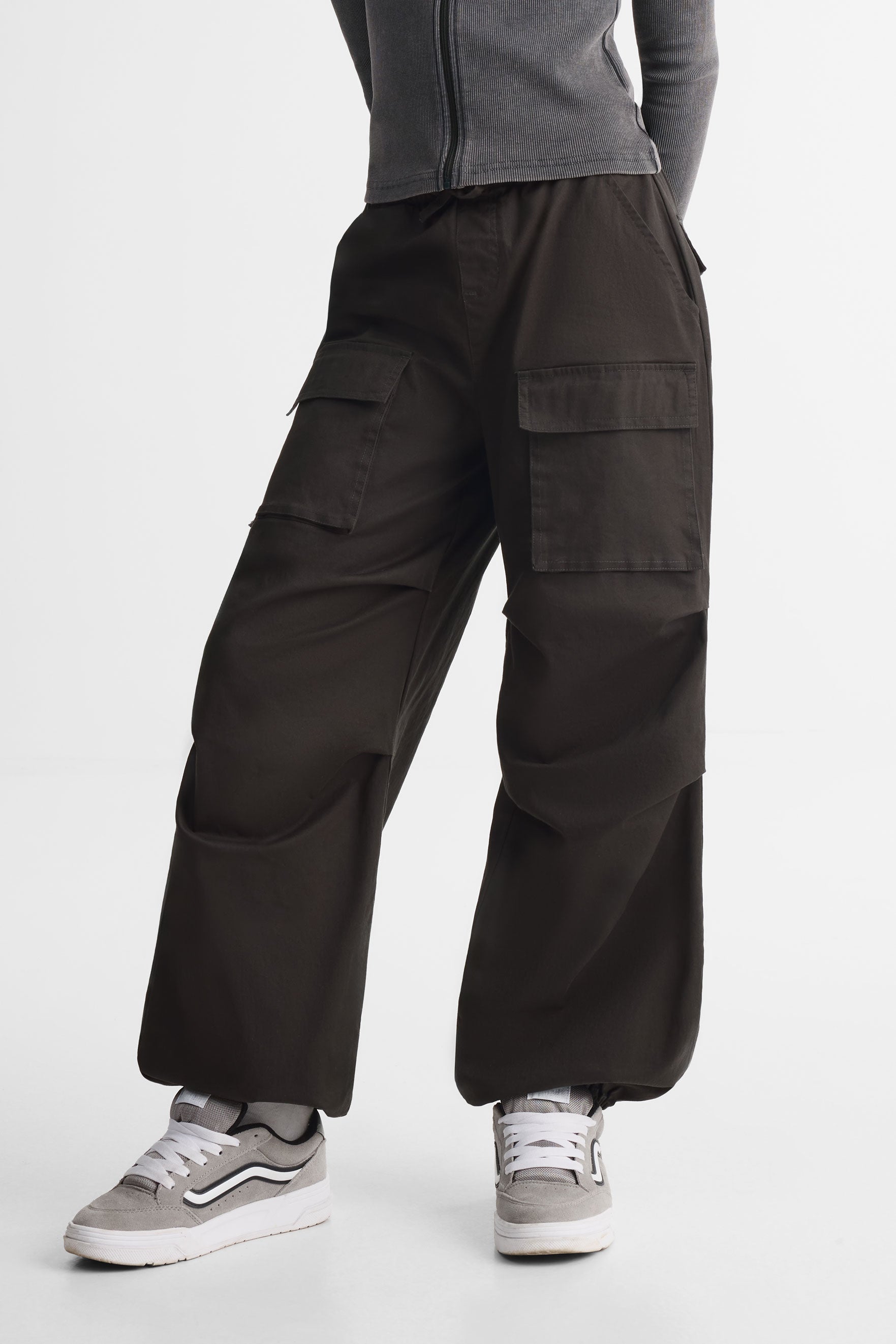 Pantalon ample coupe parachute - Ado fille && NOIR