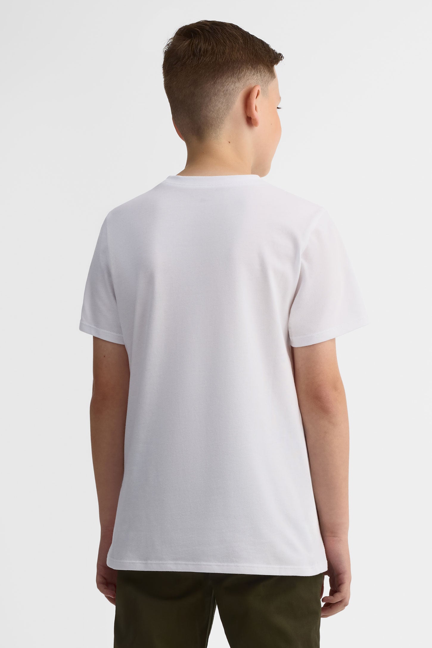 T-shirt col rond coton, 2/25$ - Ado garçon && BLANC