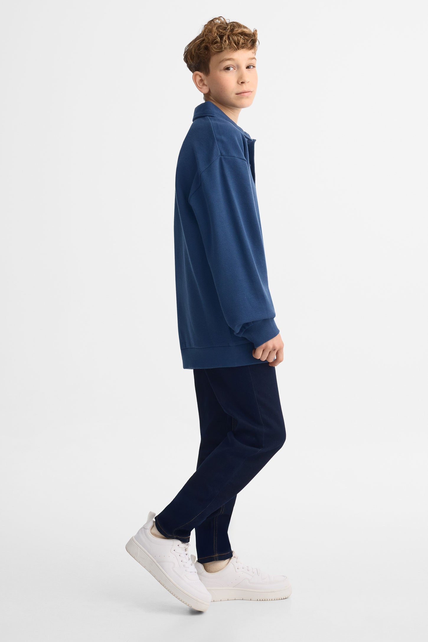 Polo manches longues coton - Ado garçon && MARIN