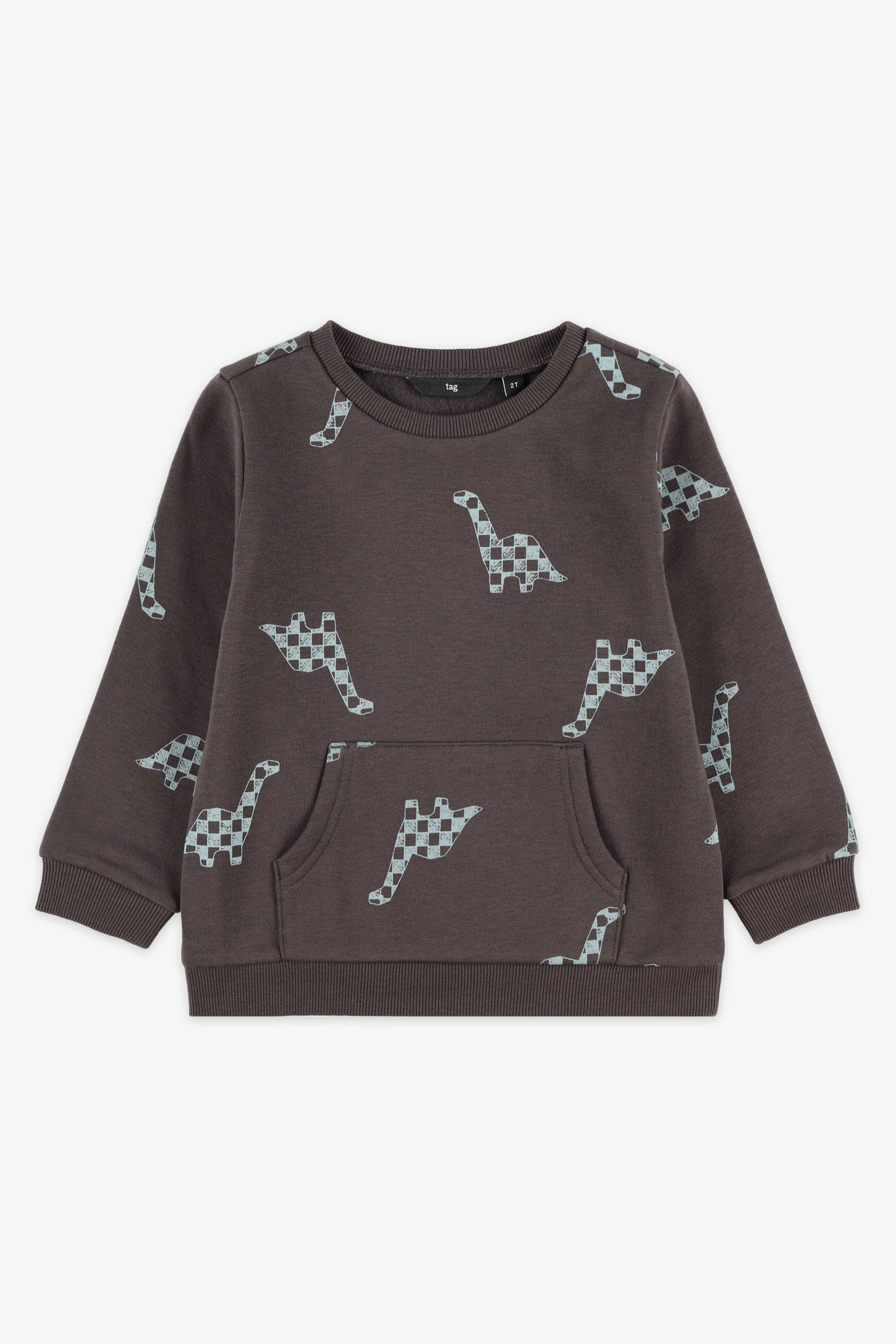 Chandail col rond coton ouaté - Bébé garçon && CHARBON/MULTI