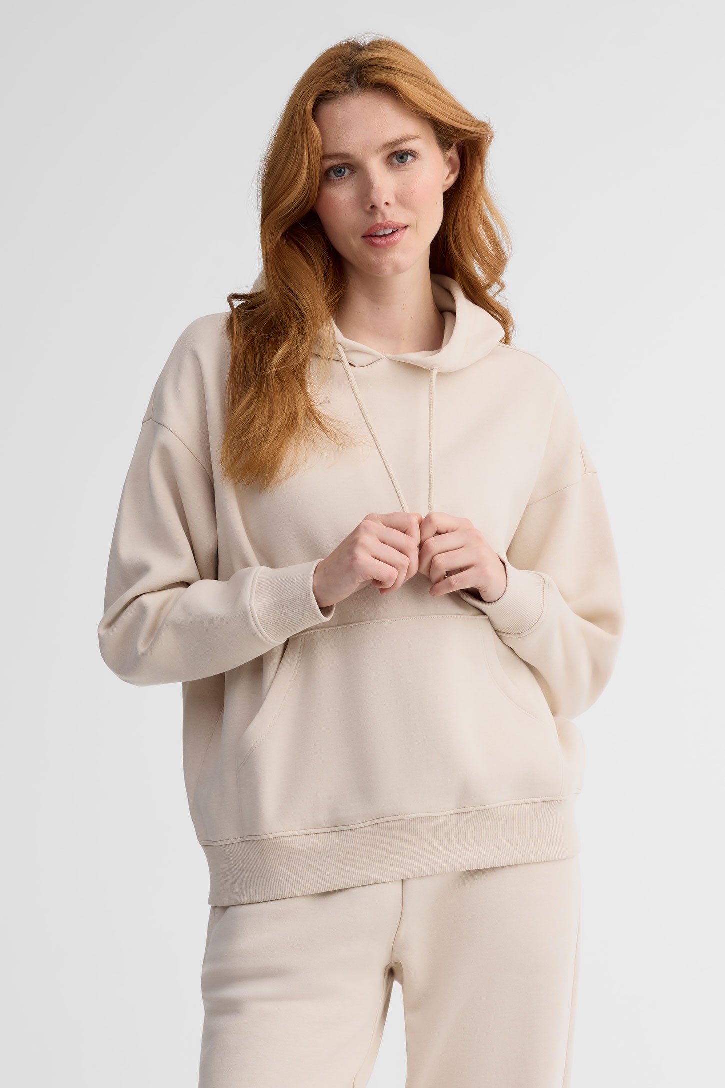 Chandail à capuchon coton ouaté - Femme && BEIGE