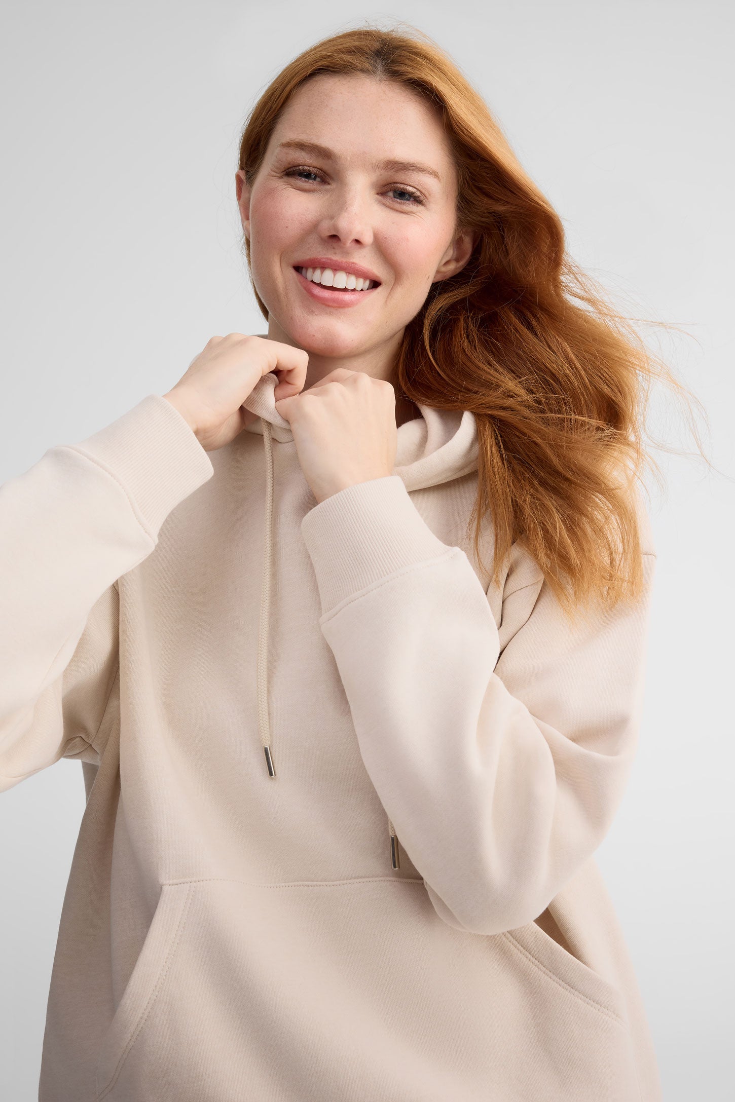 Chandail à capuchon coton ouaté - Femme && BEIGE