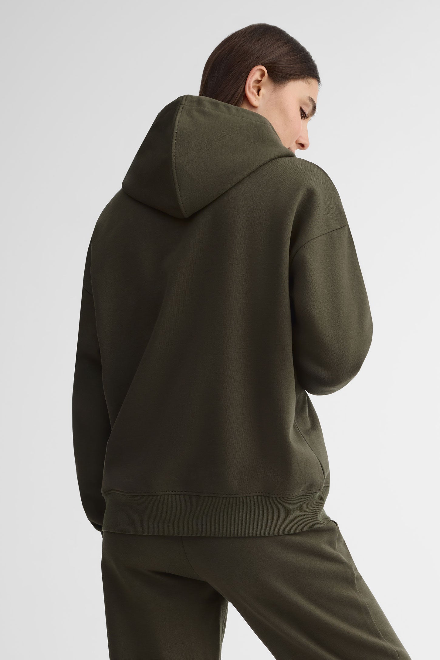 Chandail à capuchon coton ouaté - Femme && KAKI