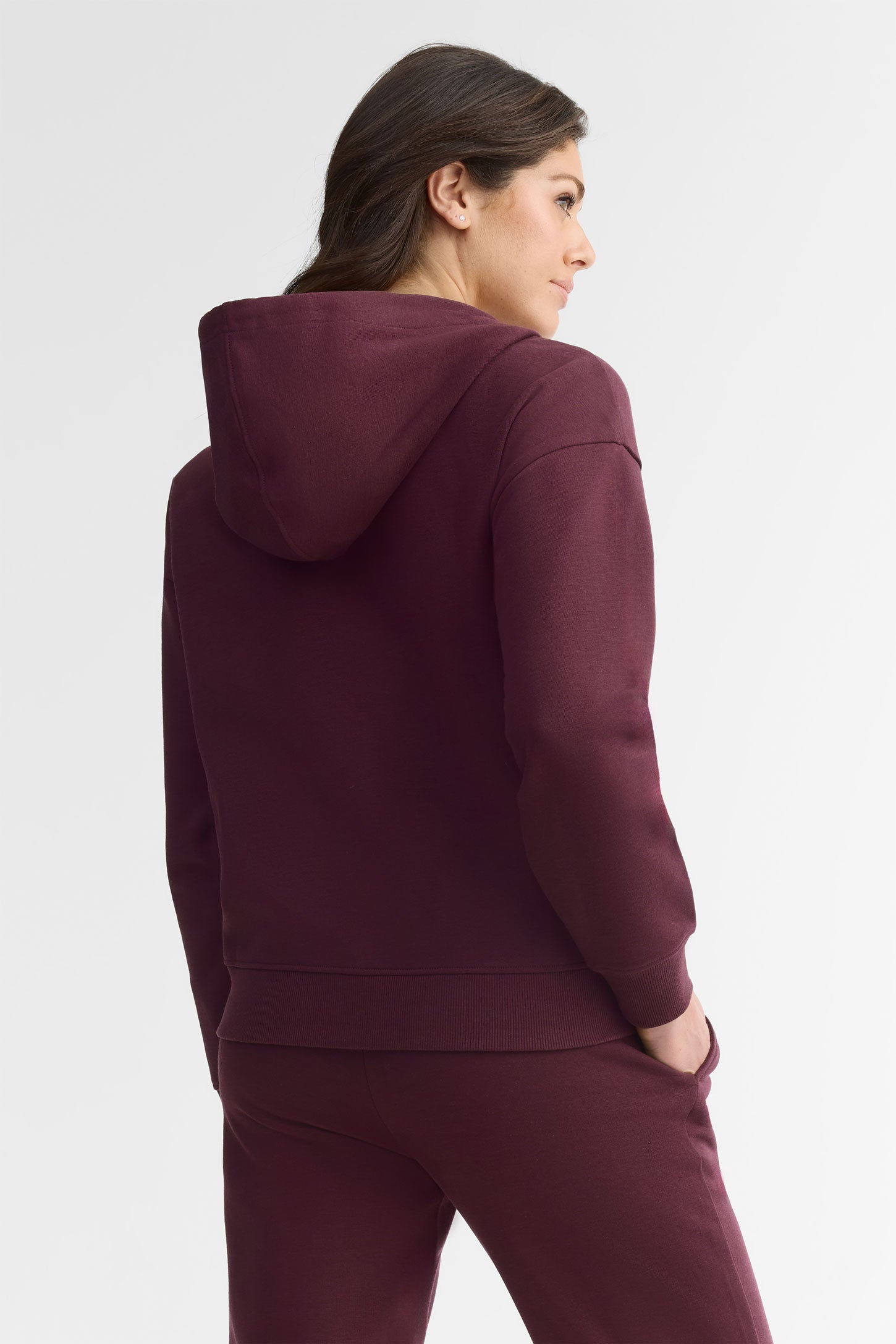 Veste à capuchon coton ouaté - Femme && BOURGOGNE