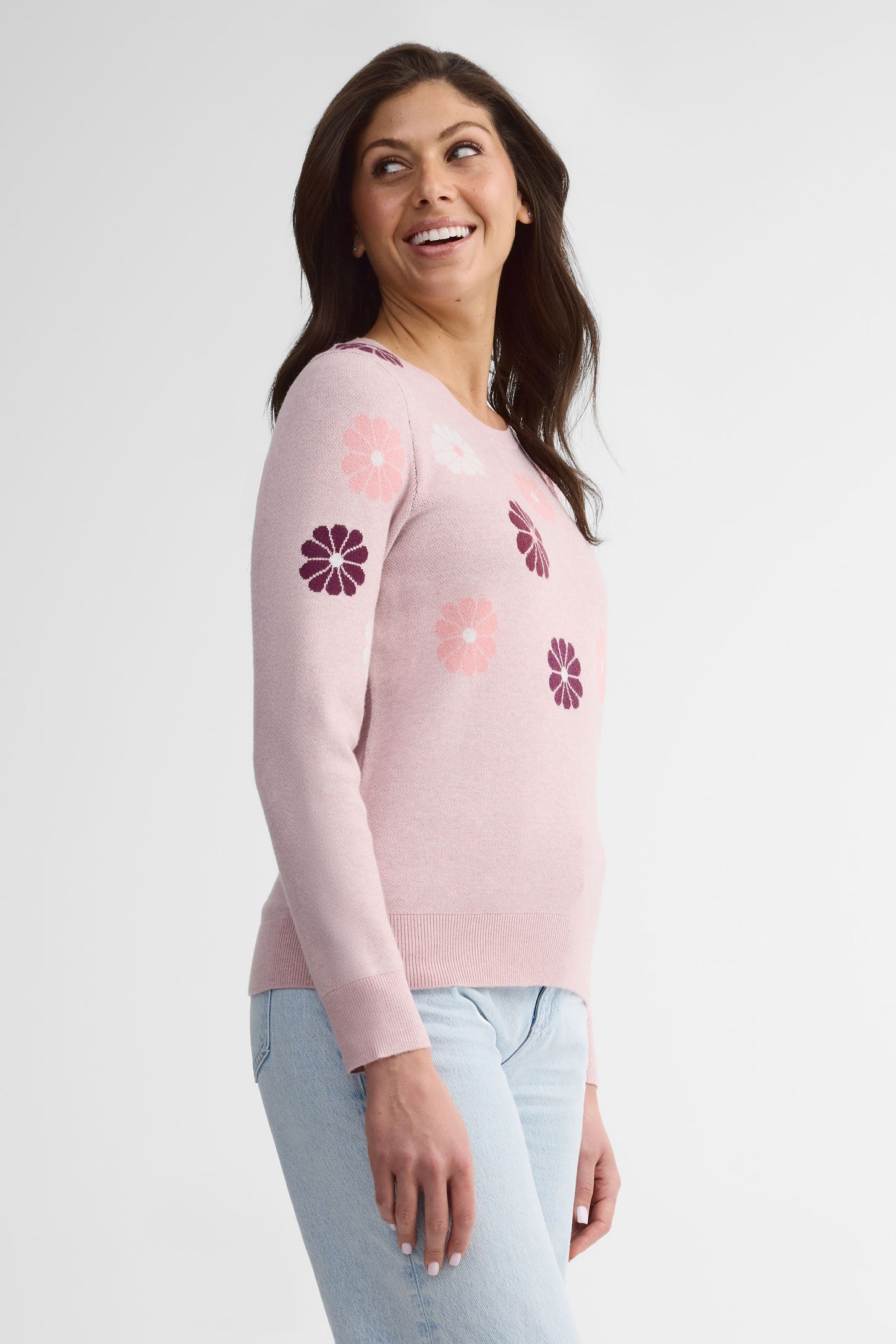 Chandail col rond tricot - Femme && ROSE MULTI