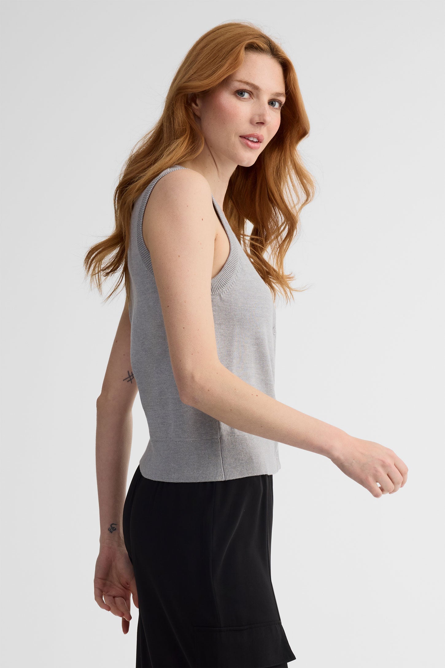 Cardigan tricot semi-ajustée à boutons - Femme && GRIS