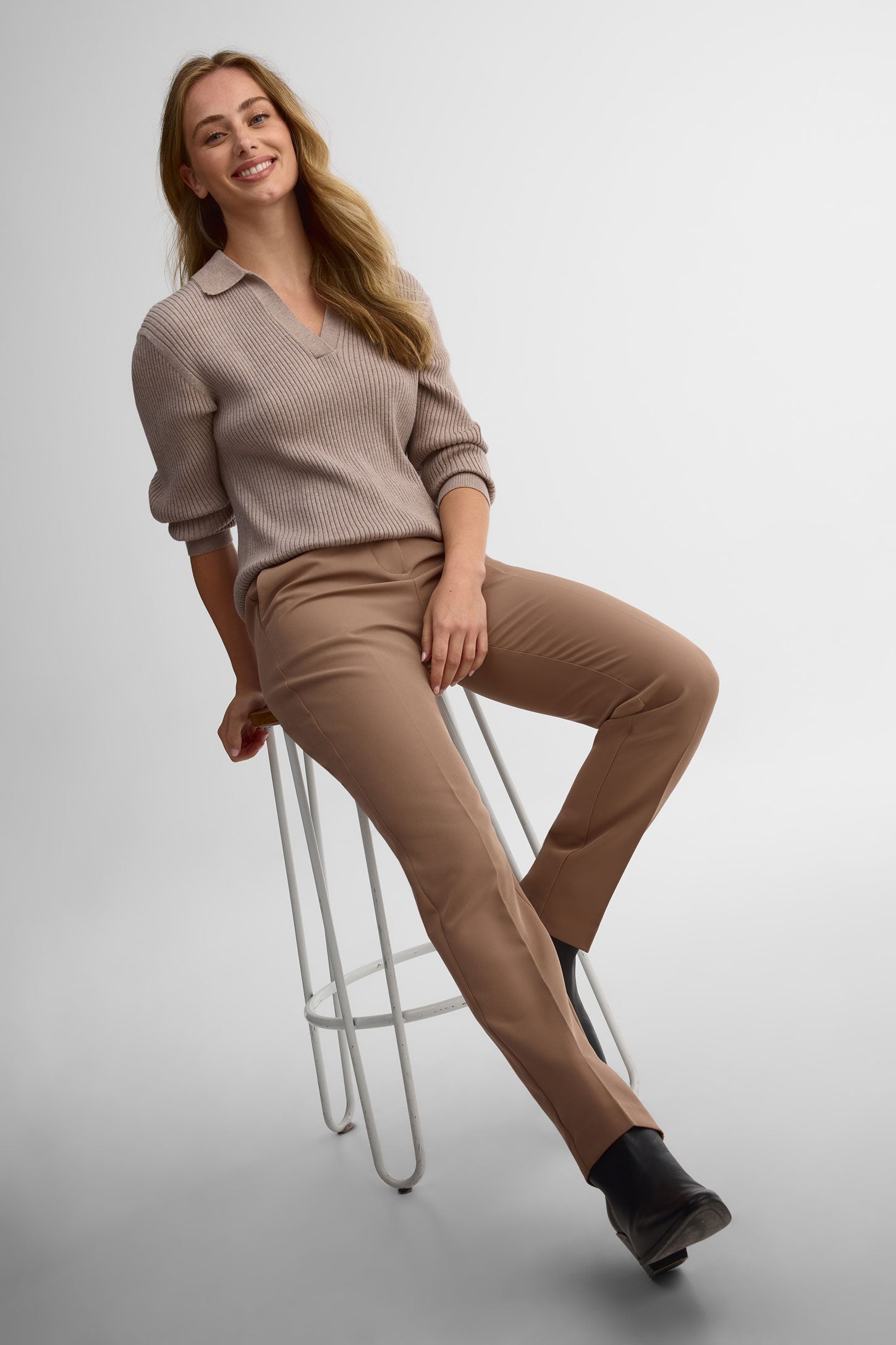 Pantalon jambe droite - Femme && TAUPE