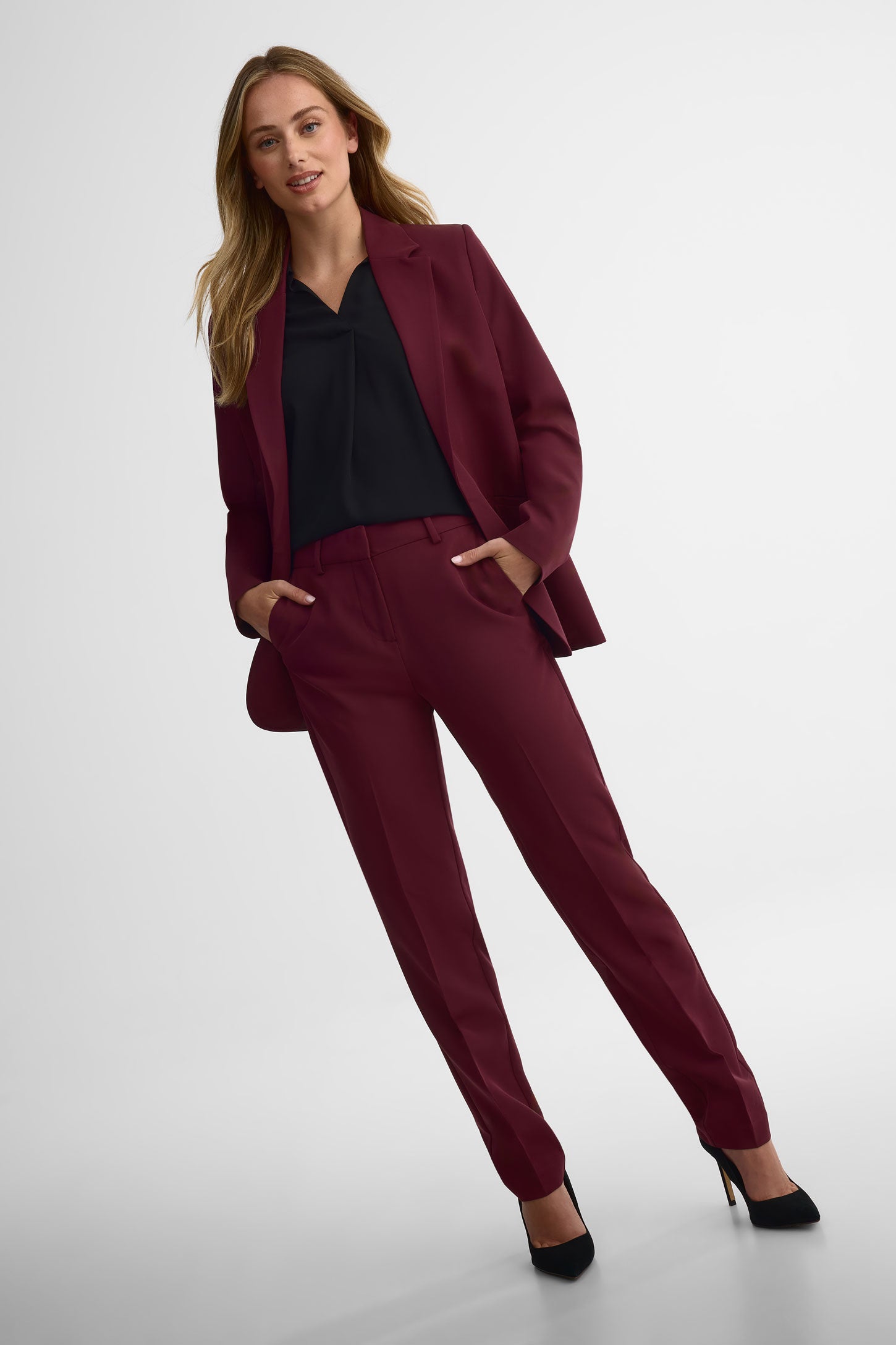 Veston coupe régulière doublé - Femme && BOURGOGNE