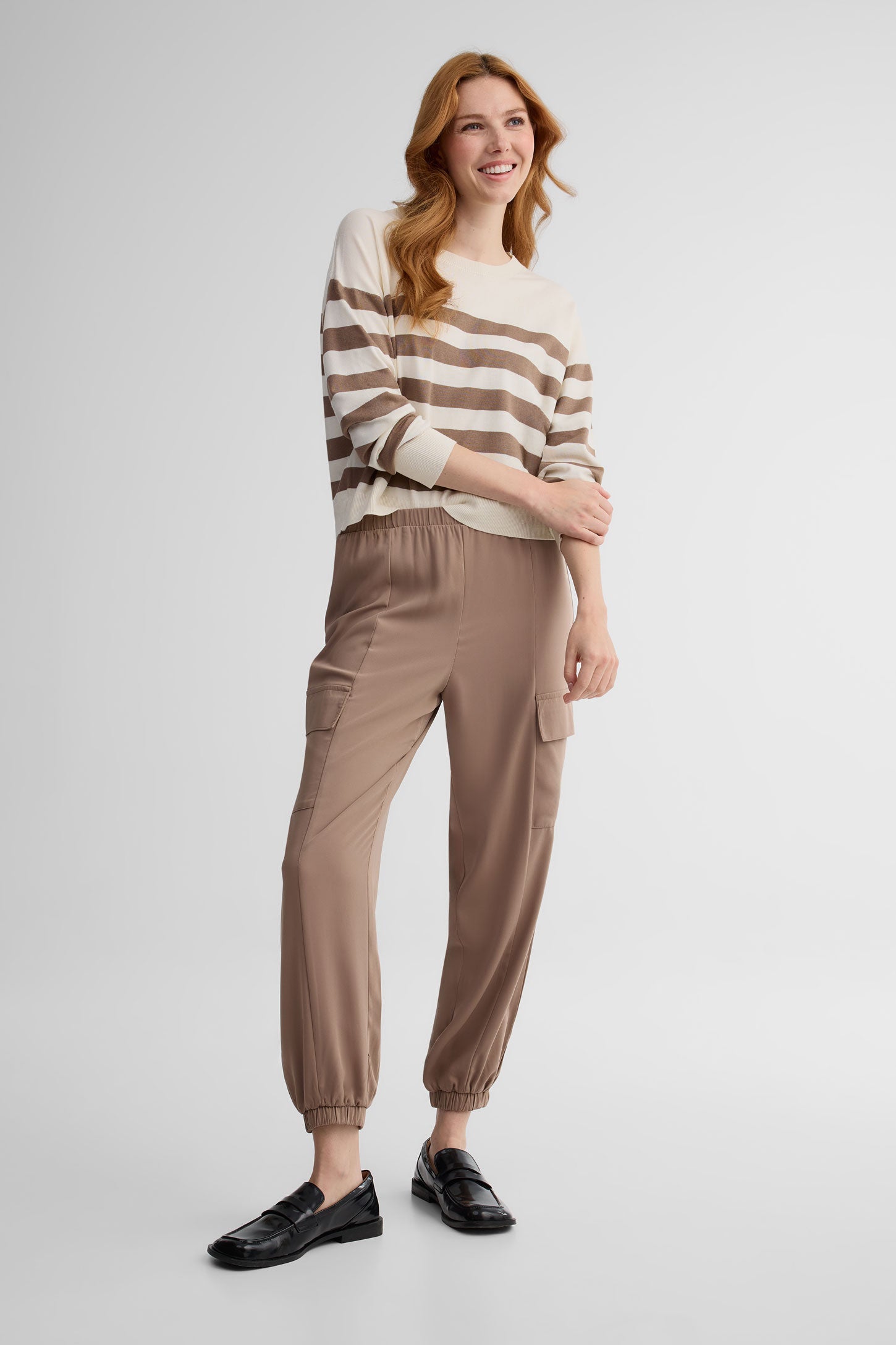 Chandail col rond tricot coupe ample - Femme && BRUN/MULTI