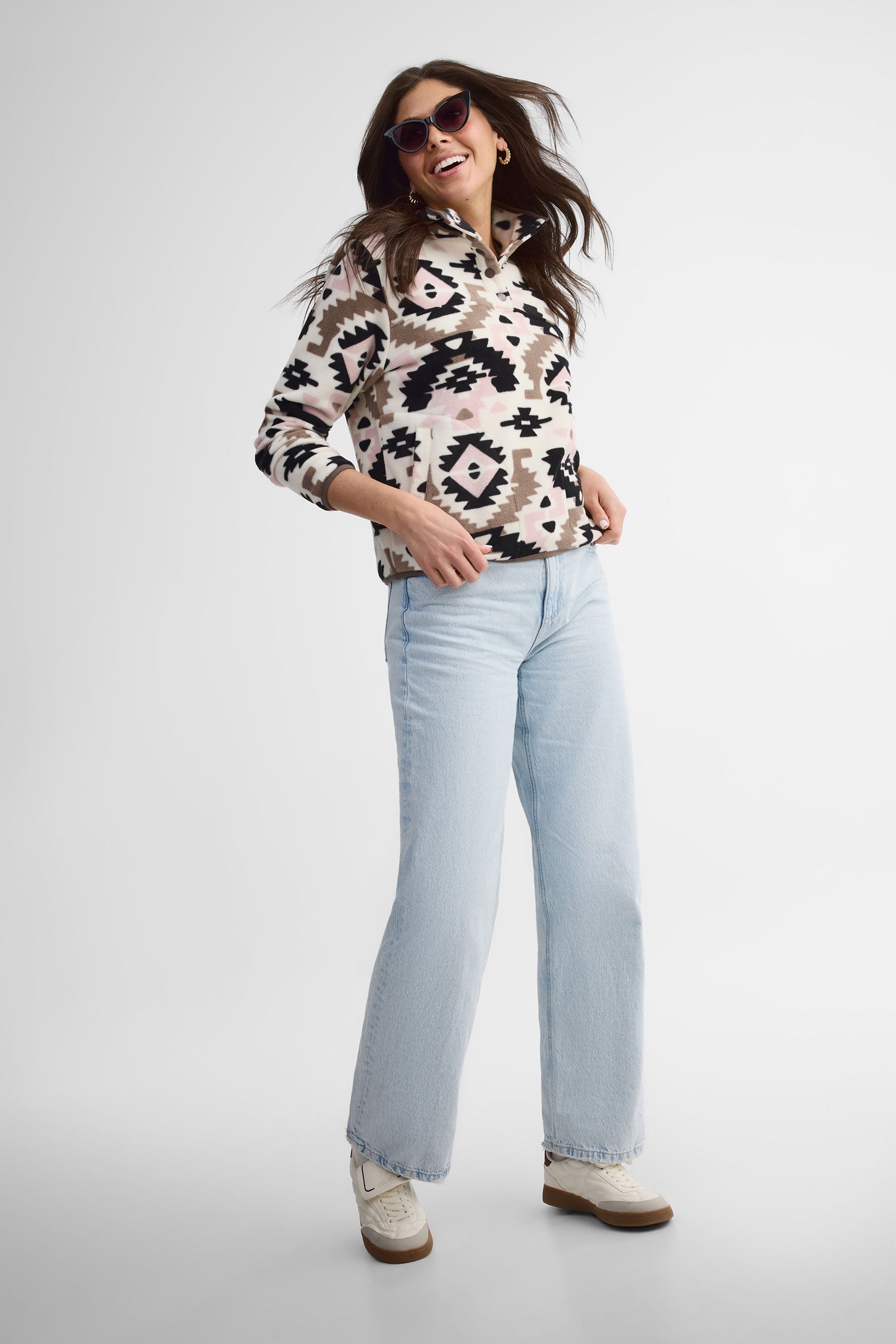 Chandail col montant polaire - Femme && ROSE MULTI