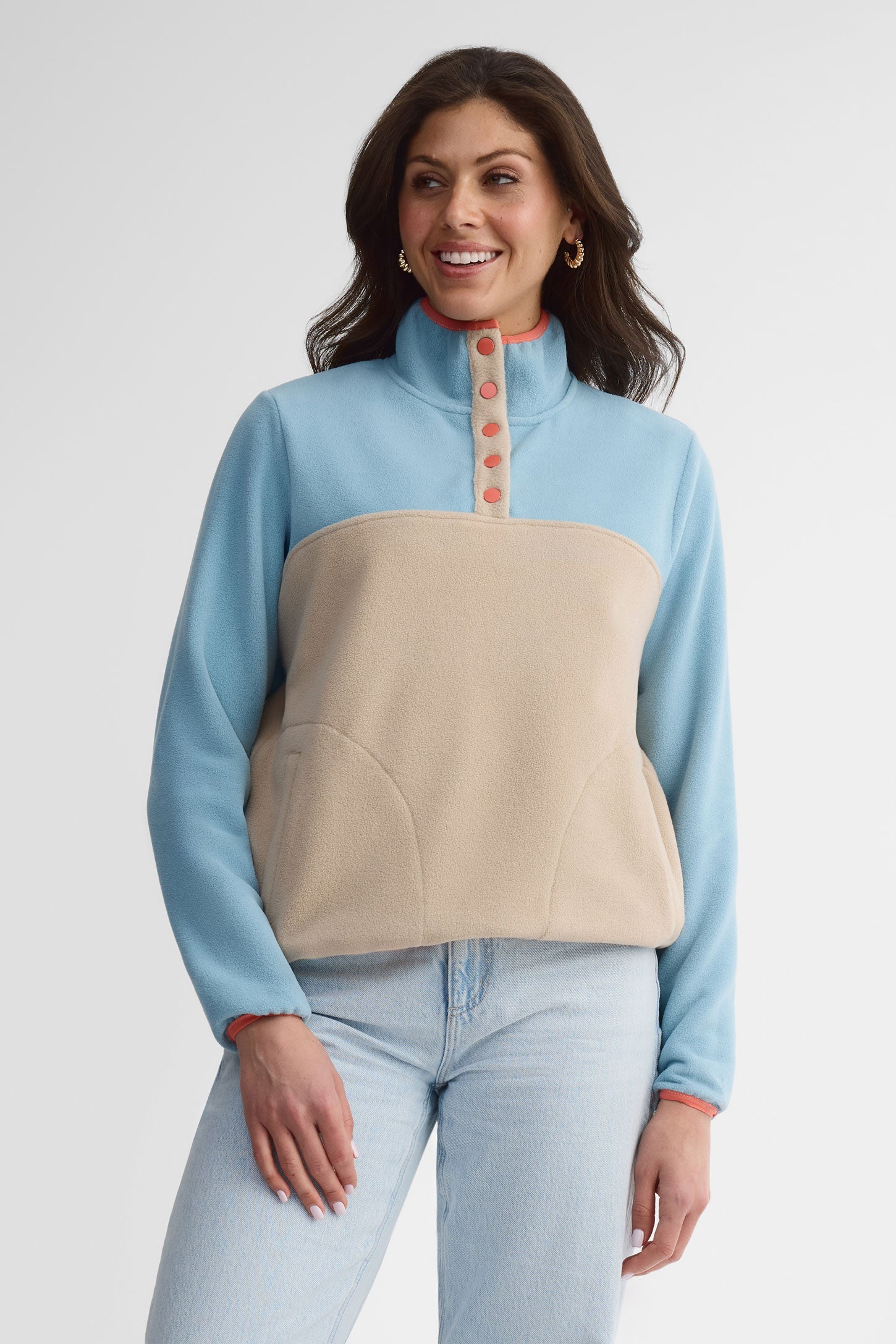 Chandail col montant polaire - Femme && BLEU MULTI