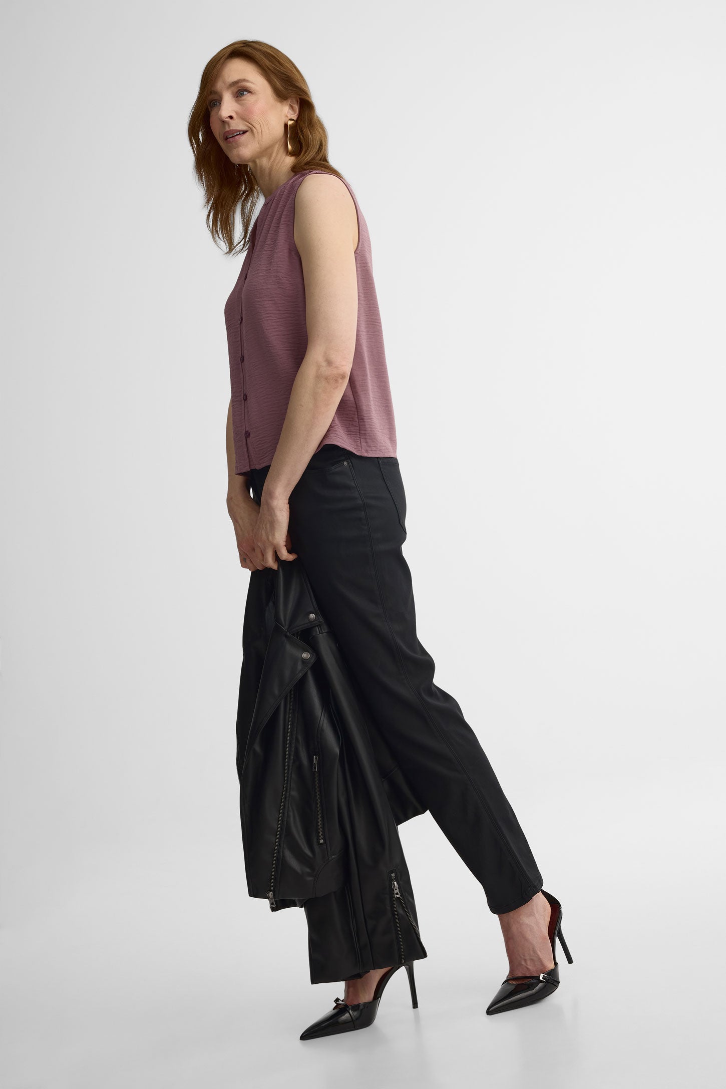Jeans à taille mi-haute – Femme && NOIR