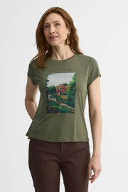 T-shirt manches courtes graphique – Femme && KAKI
