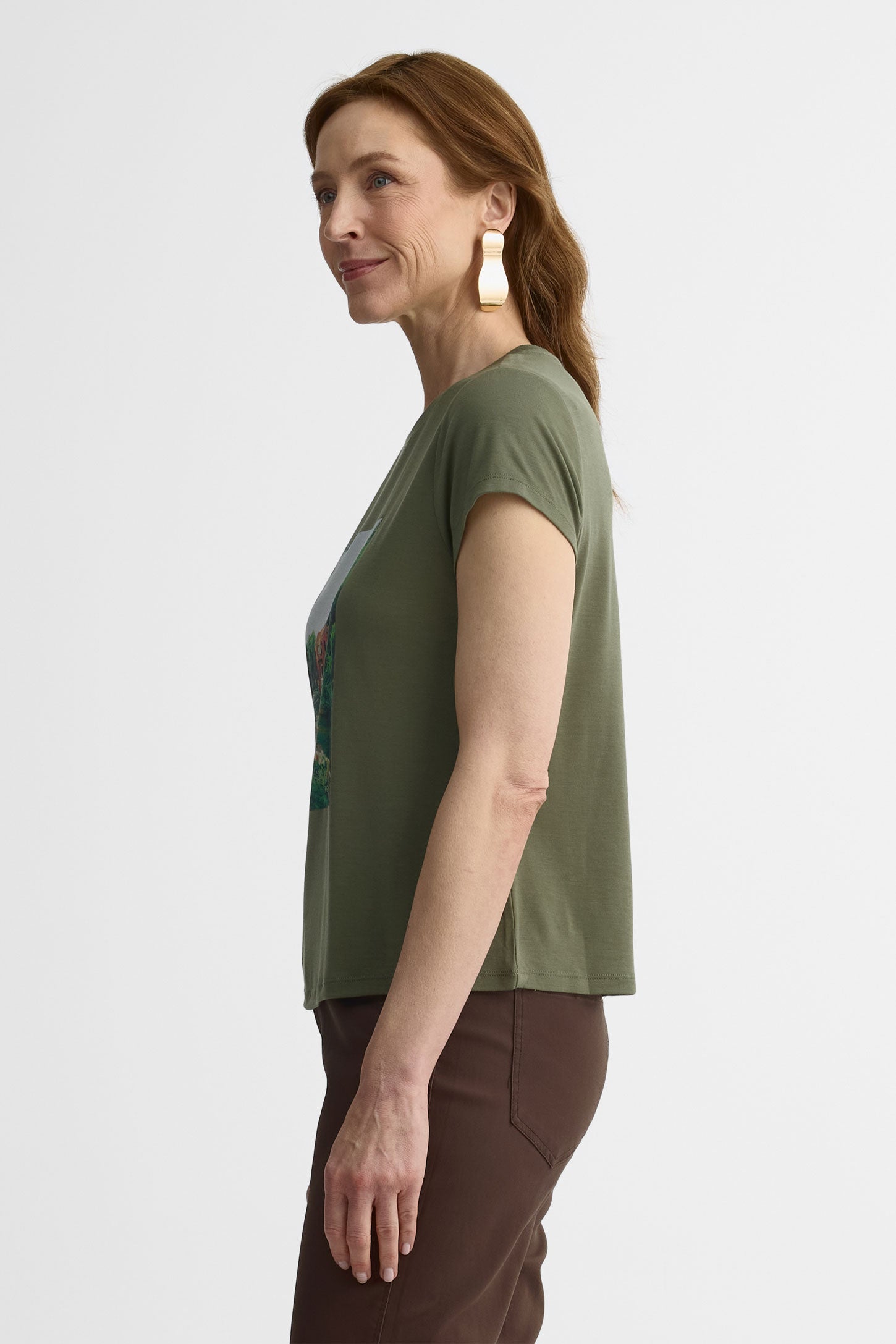 T-shirt manches courtes graphique – Femme && KAKI
