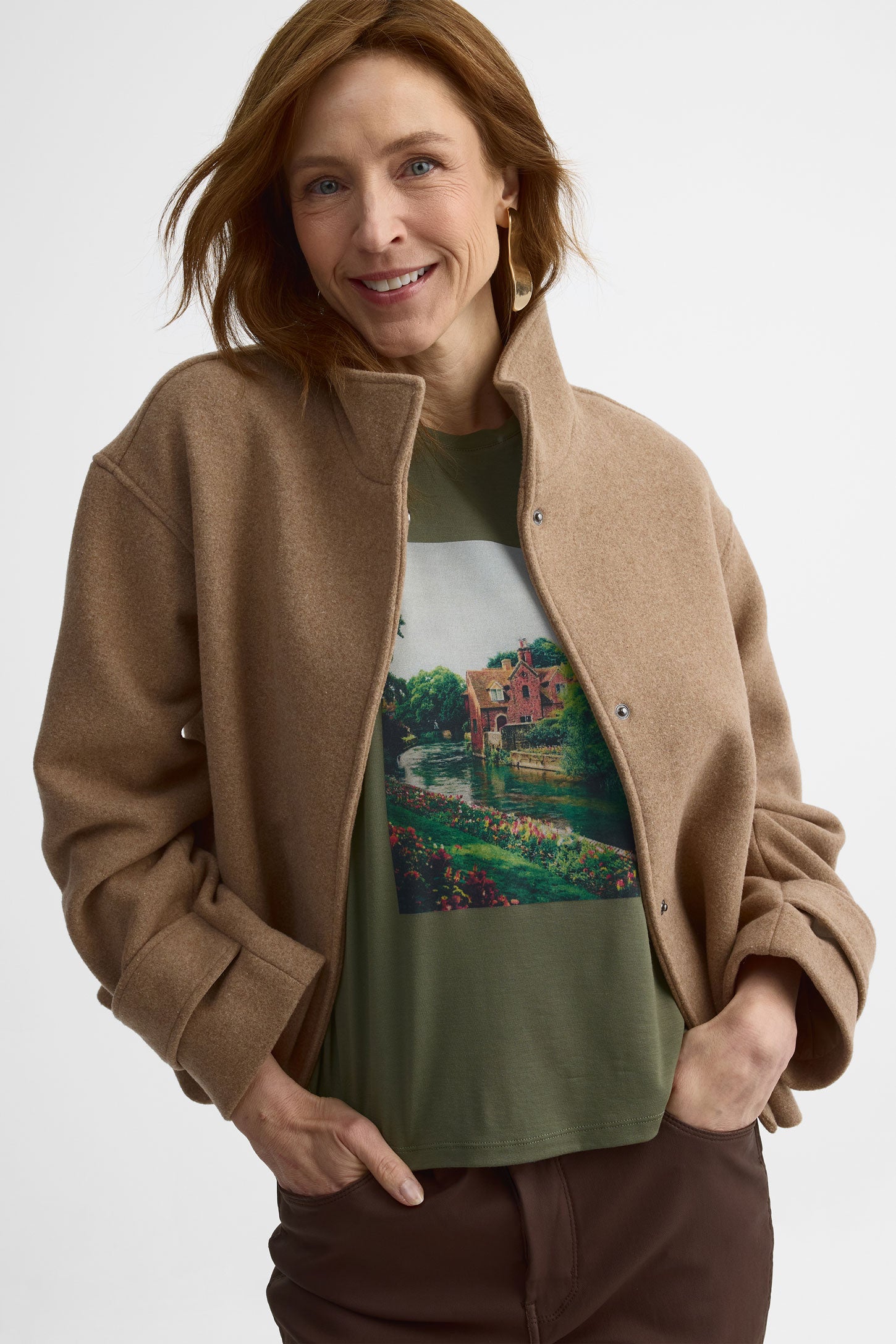 T-shirt manches courtes graphique – Femme && KAKI
