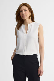Chemisier col mandarin – Femme && BLANC