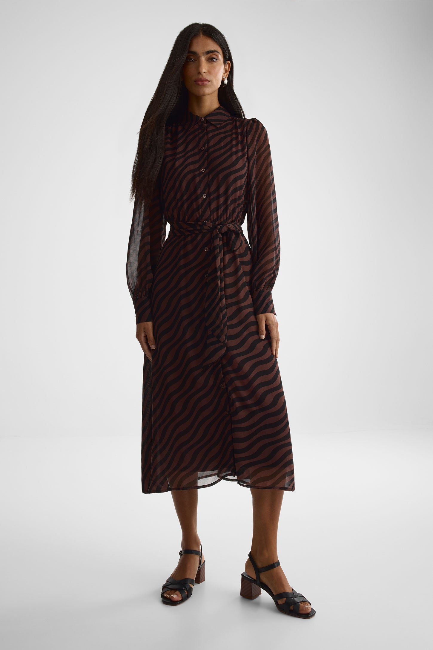 Robe à boutons – Femme && BRUN/MULTI