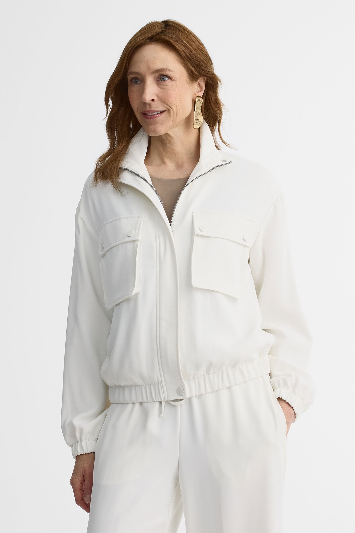 Veste bomber avec poches – Femme && BLANC