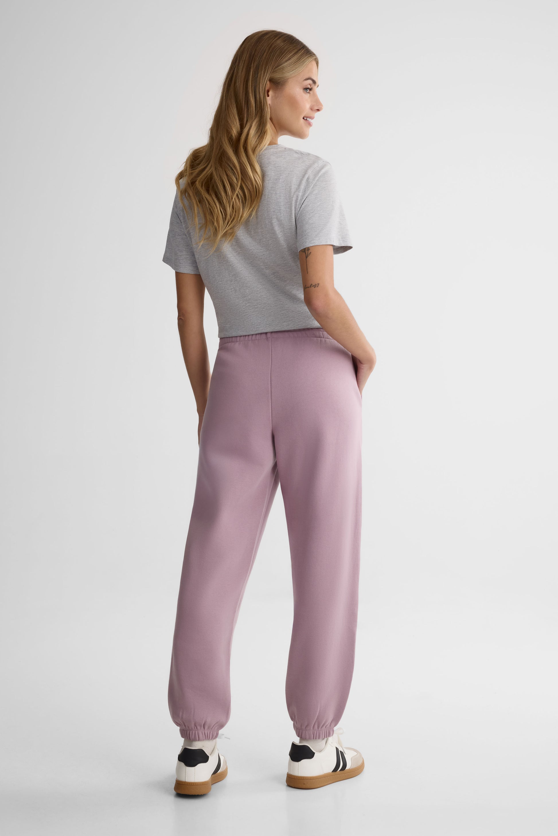Jogging coupe droite en fleece - Femme && MAUVE