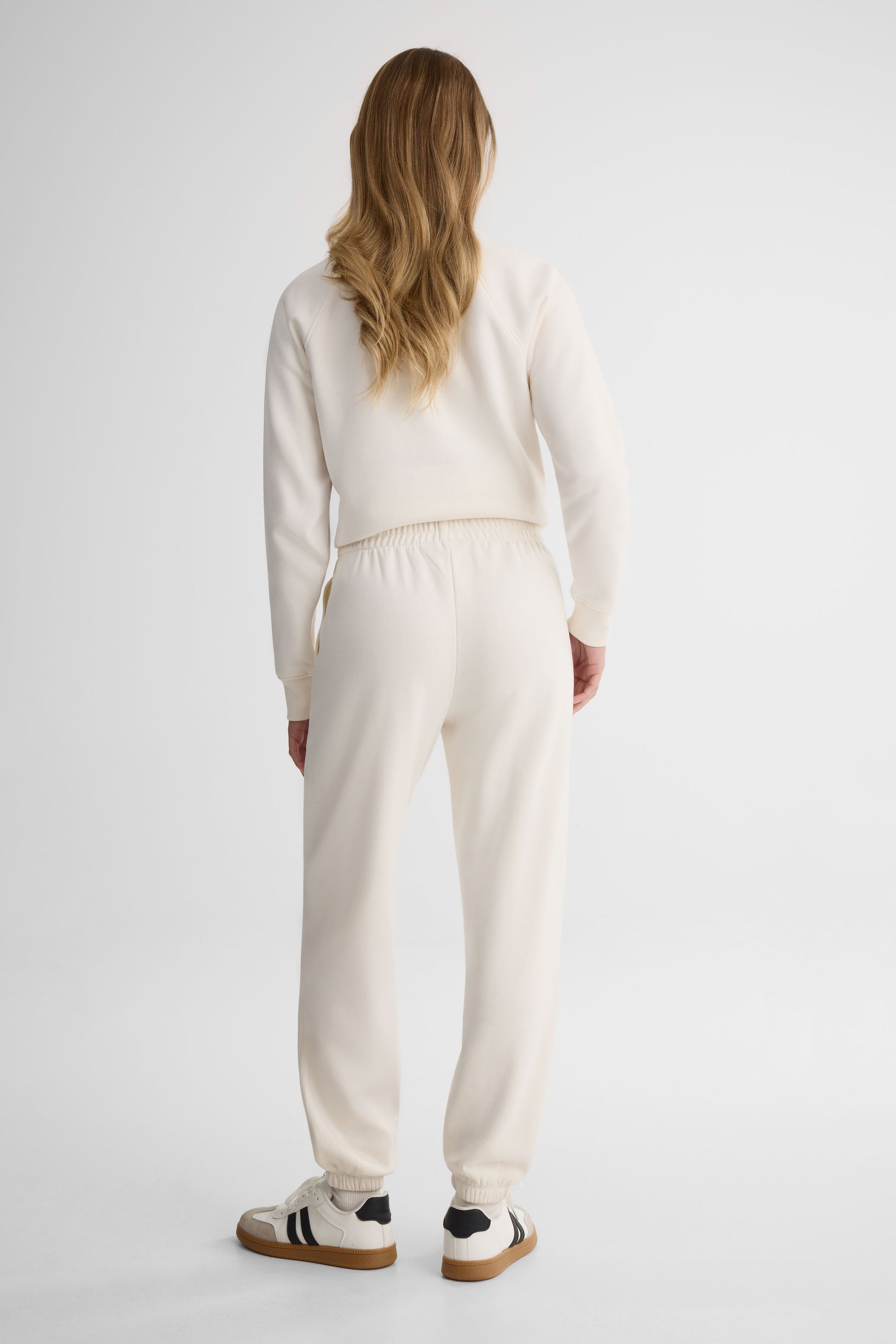 Jogging coupe droite en fleece - Femme && BLANC CASSÉ