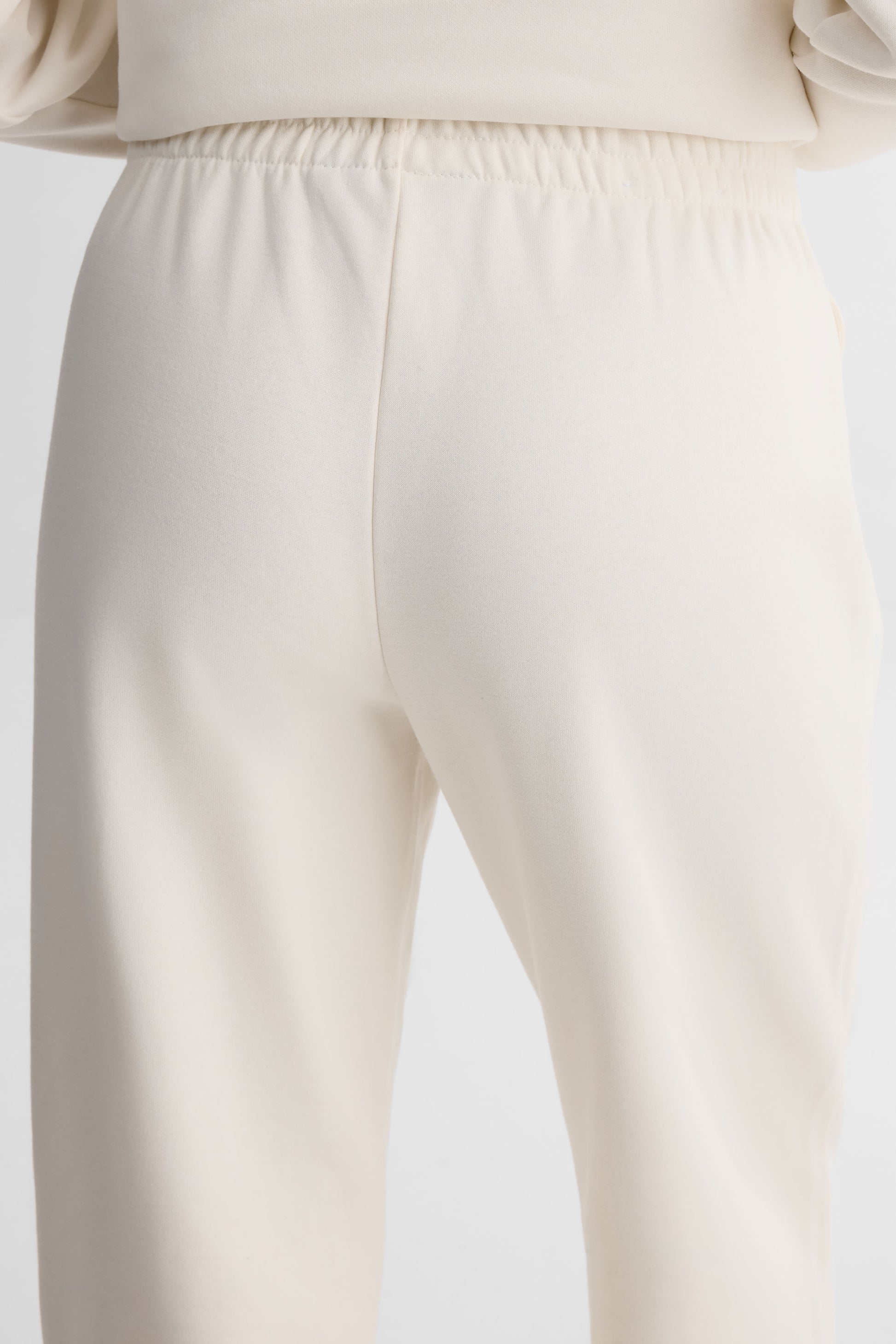 Jogging coupe droite en fleece - Femme && BLANC CASSÉ