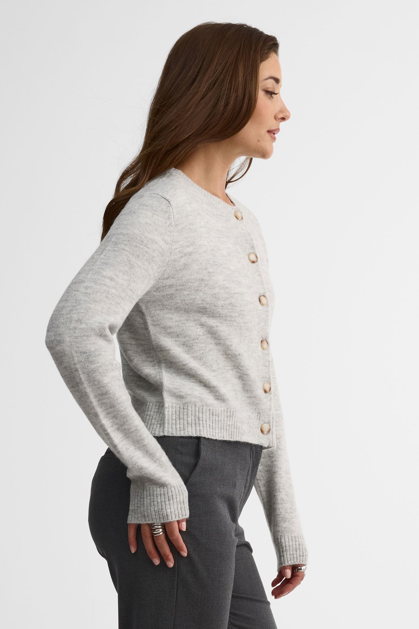 Cardigan tricot – Femme && GRIS MIXTE