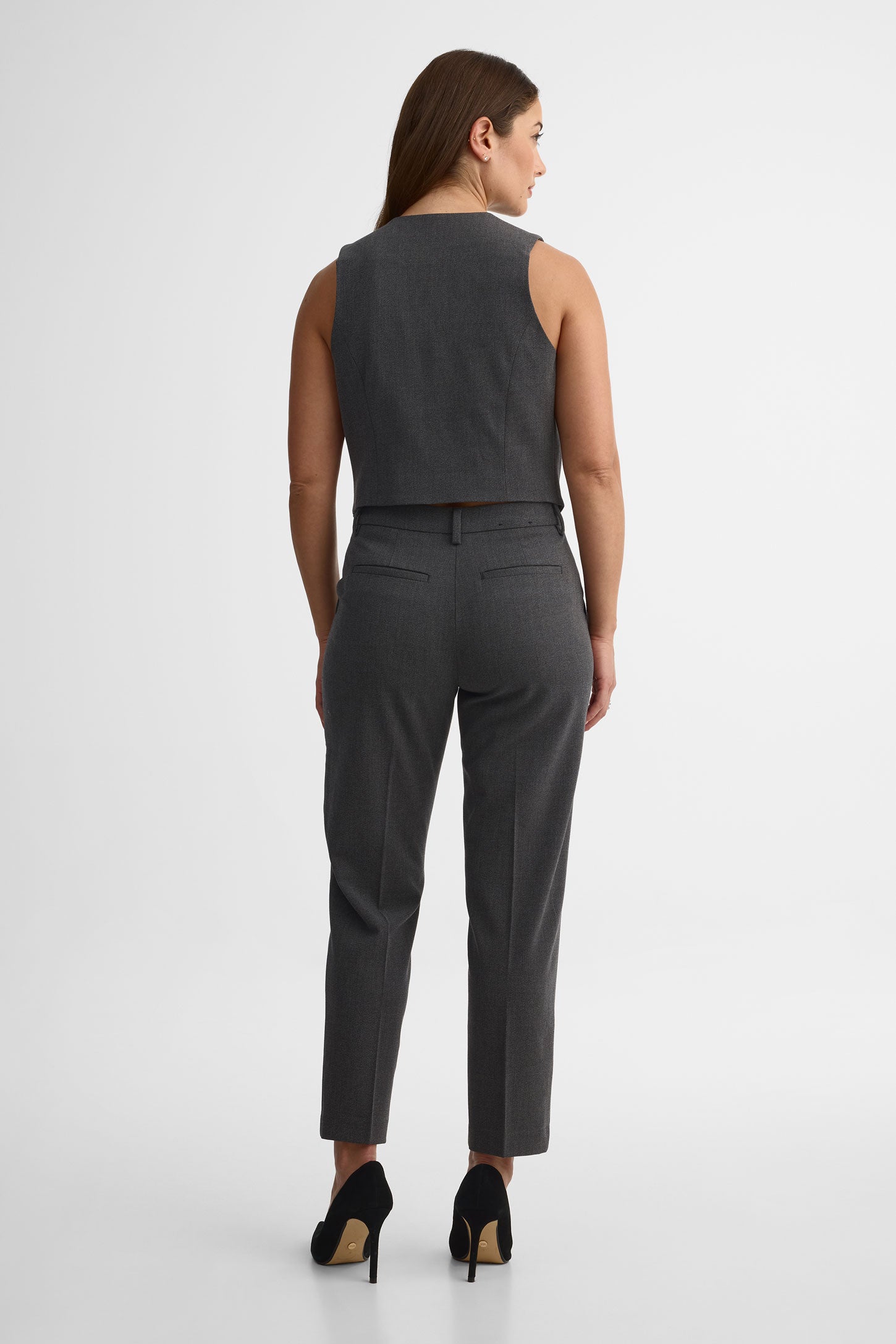 Veste semi-ajustée à manches, boutons devant - Femme && CHARBON MIXTE