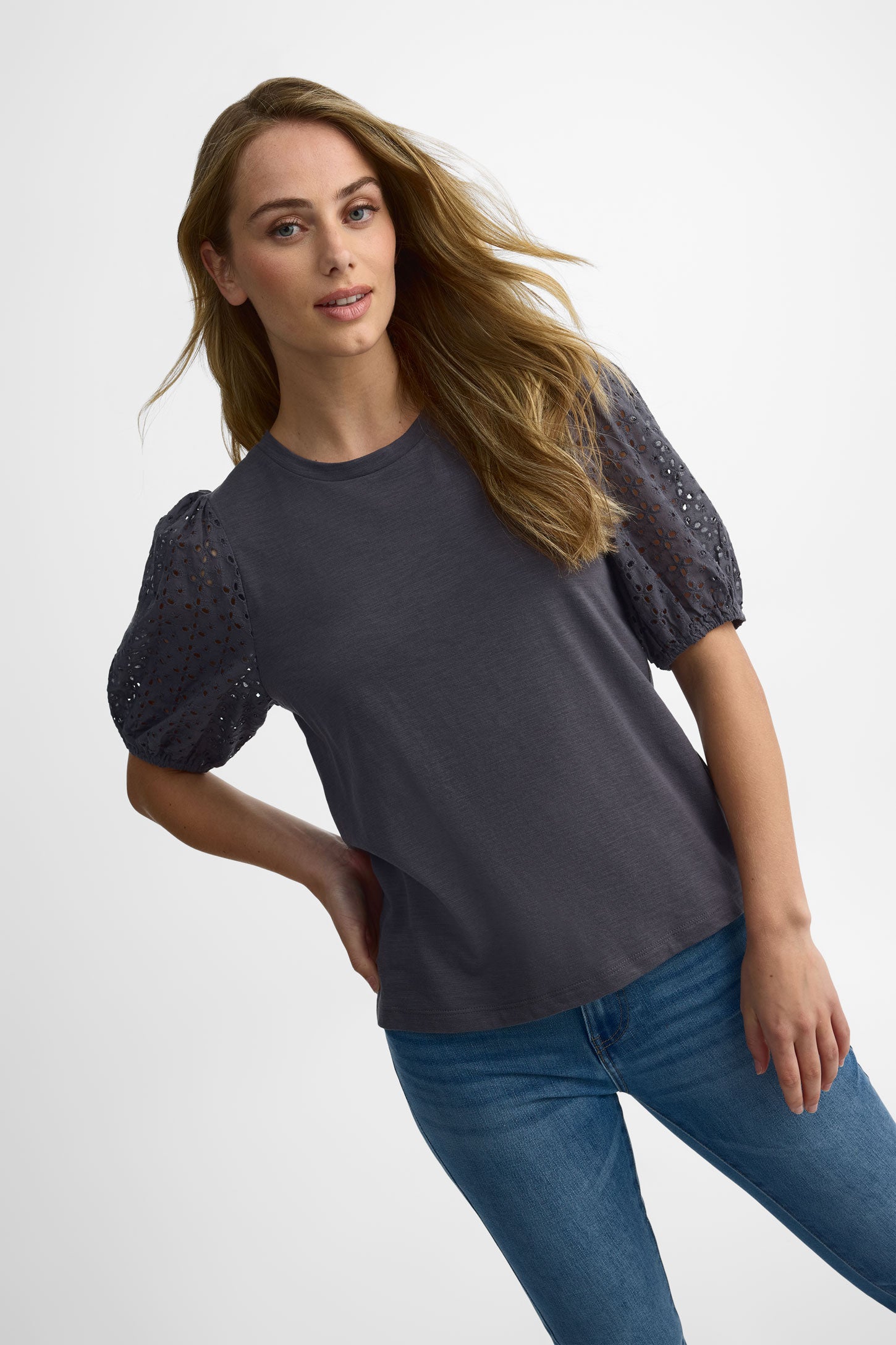 T-shirt manches ballon - Femme && CHARBON