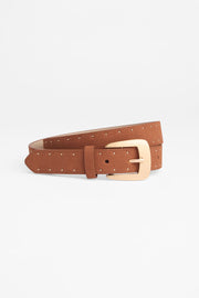 Ceinture avec rivets - Femme && COGNAC